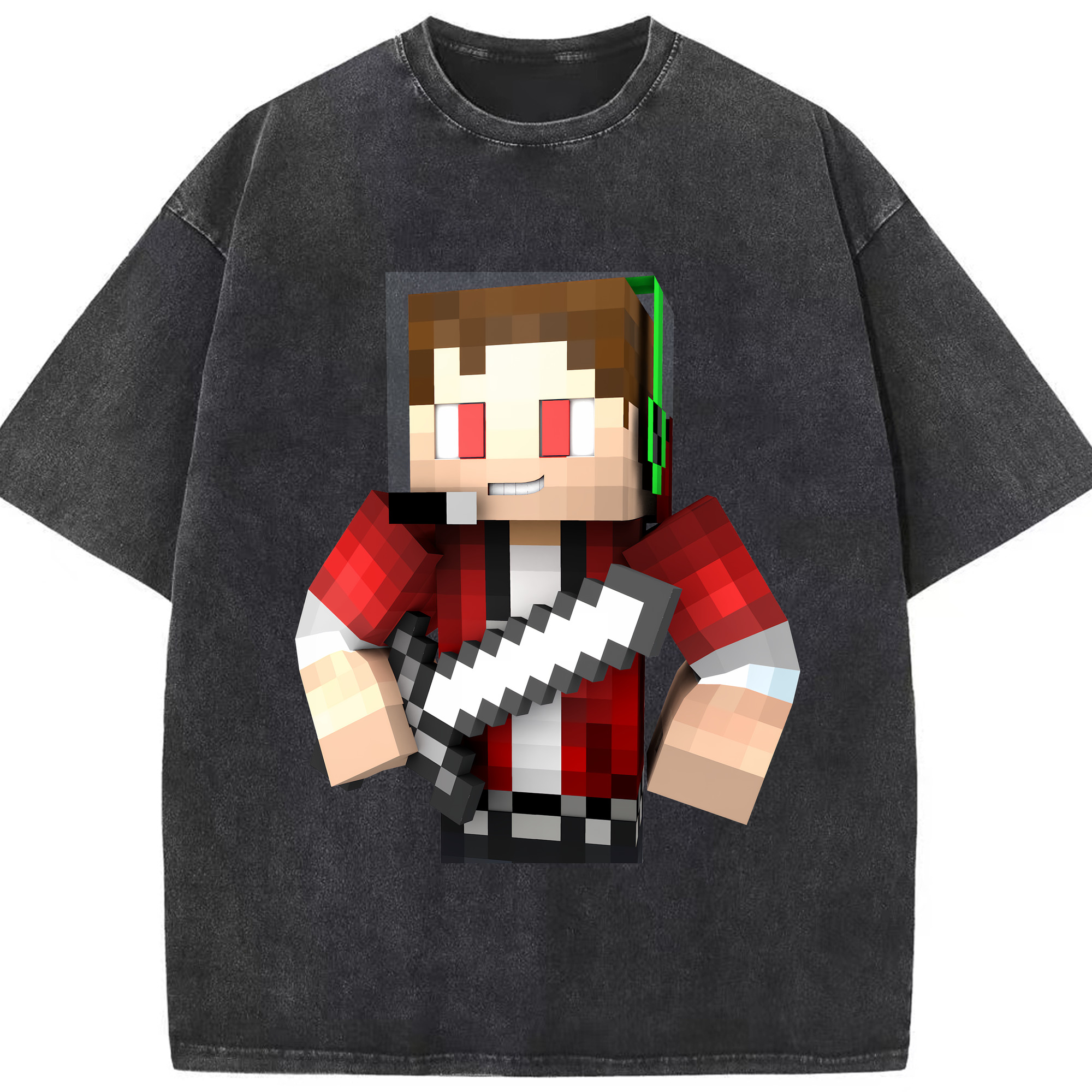 （画像用） マインクラフト ブロックの世界 Minecraft MC Block world 綿100% ヴィンテージ風 半袖Tシャツ（フロントプリント）