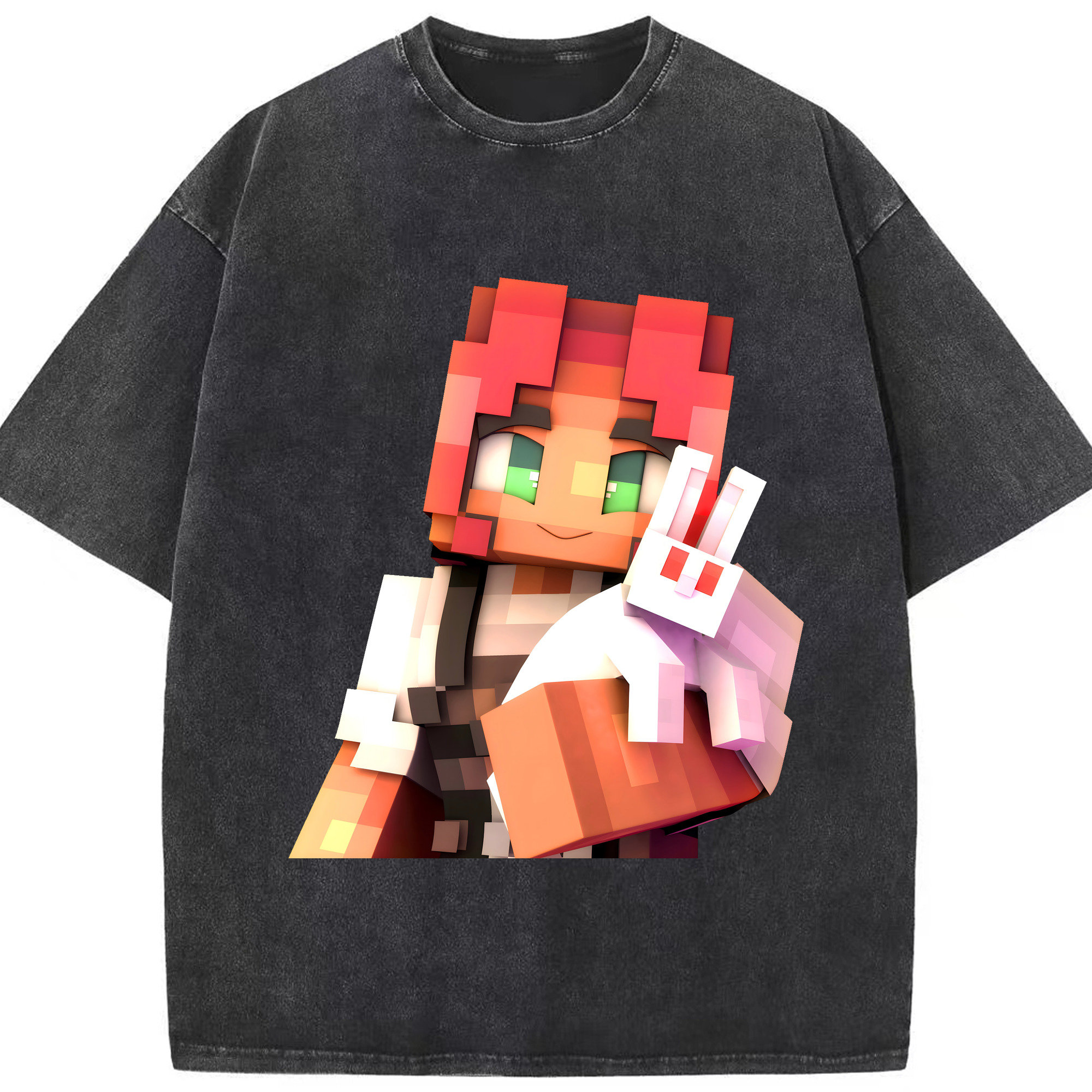 （画像用） マインクラフト ブロックの世界 Minecraft MC Block world 綿100% ヴィンテージ風 半袖Tシャツ（フロントプリント）