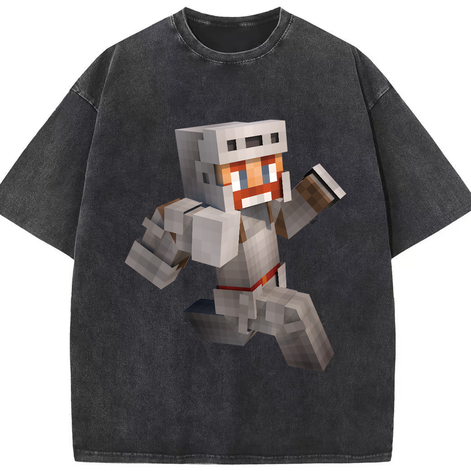 （画像用） マインクラフト ブロックの世界 Minecraft MC Block world 綿100% ヴィンテージ風 半袖Tシャツ（フロントプリント）