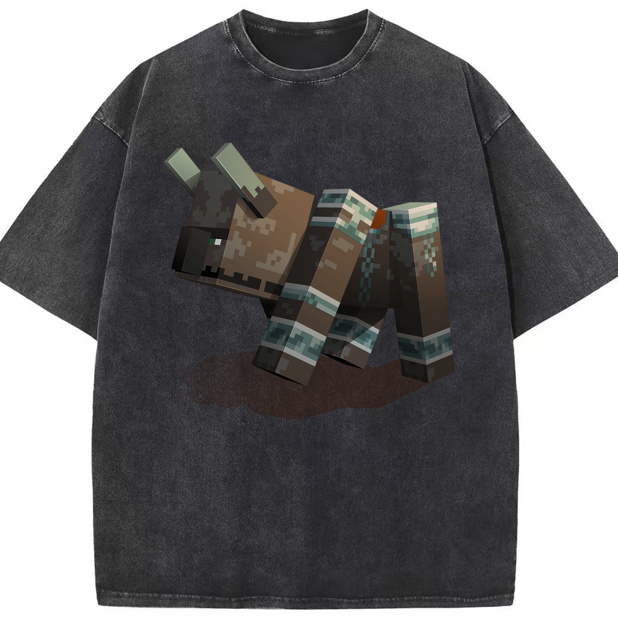 （画像用） マインクラフト ブロックの世界 Minecraft MC Block world 綿100% ヴィンテージ風 半袖Tシャツ（フロントプリント）