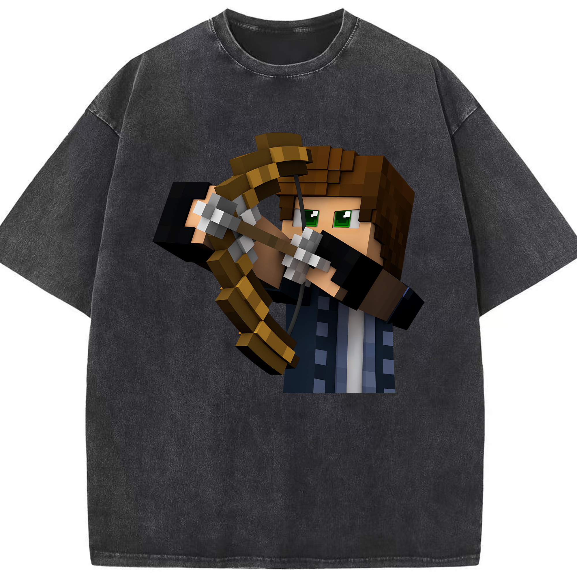 （画像用） マインクラフト ブロックの世界 Minecraft MC Block world 綿100% ヴィンテージ風 半袖Tシャツ（フロントプリント）