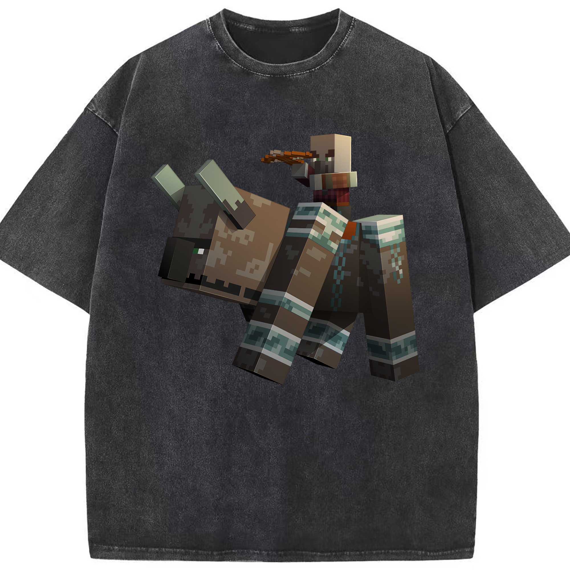 （画像用） マインクラフト ブロックの世界 Minecraft MC Block world 綿100% ヴィンテージ風 半袖Tシャツ（フロントプリント）