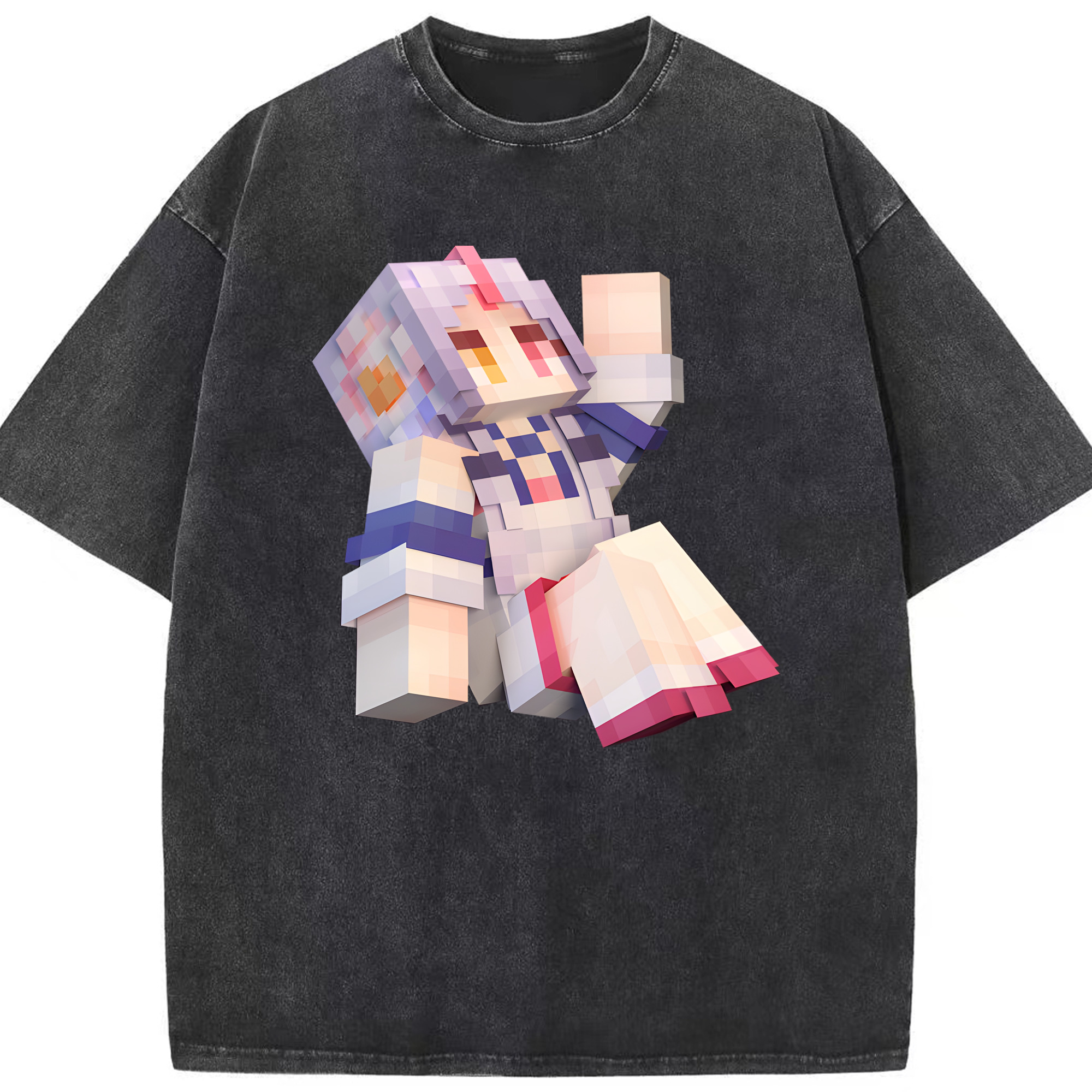 （画像用） マインクラフト ブロックの世界 Minecraft MC Block world 綿100% ヴィンテージ風 半袖Tシャツ（フロントプリント）