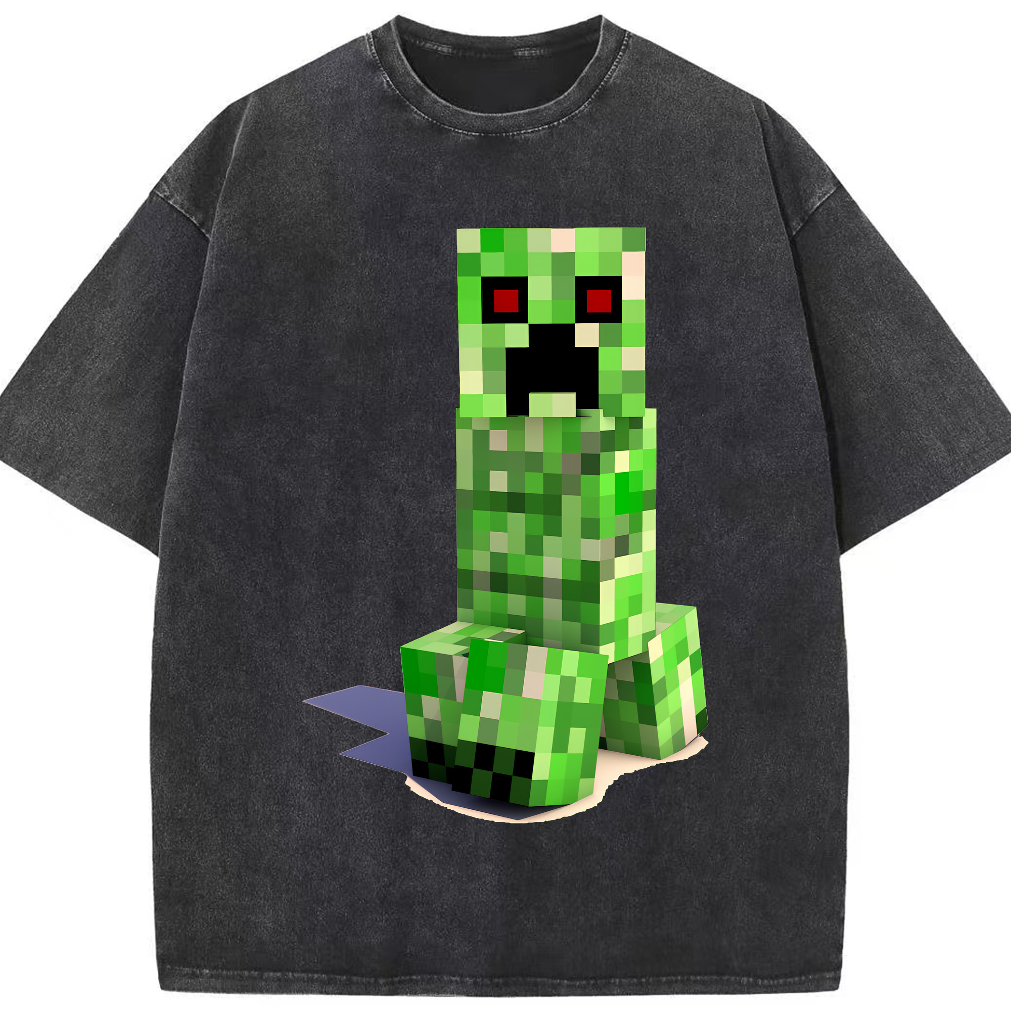 （画像用） マインクラフト ブロックの世界 Minecraft MC Block world 綿100% ヴィンテージ風 半袖Tシャツ（フロントプリント）