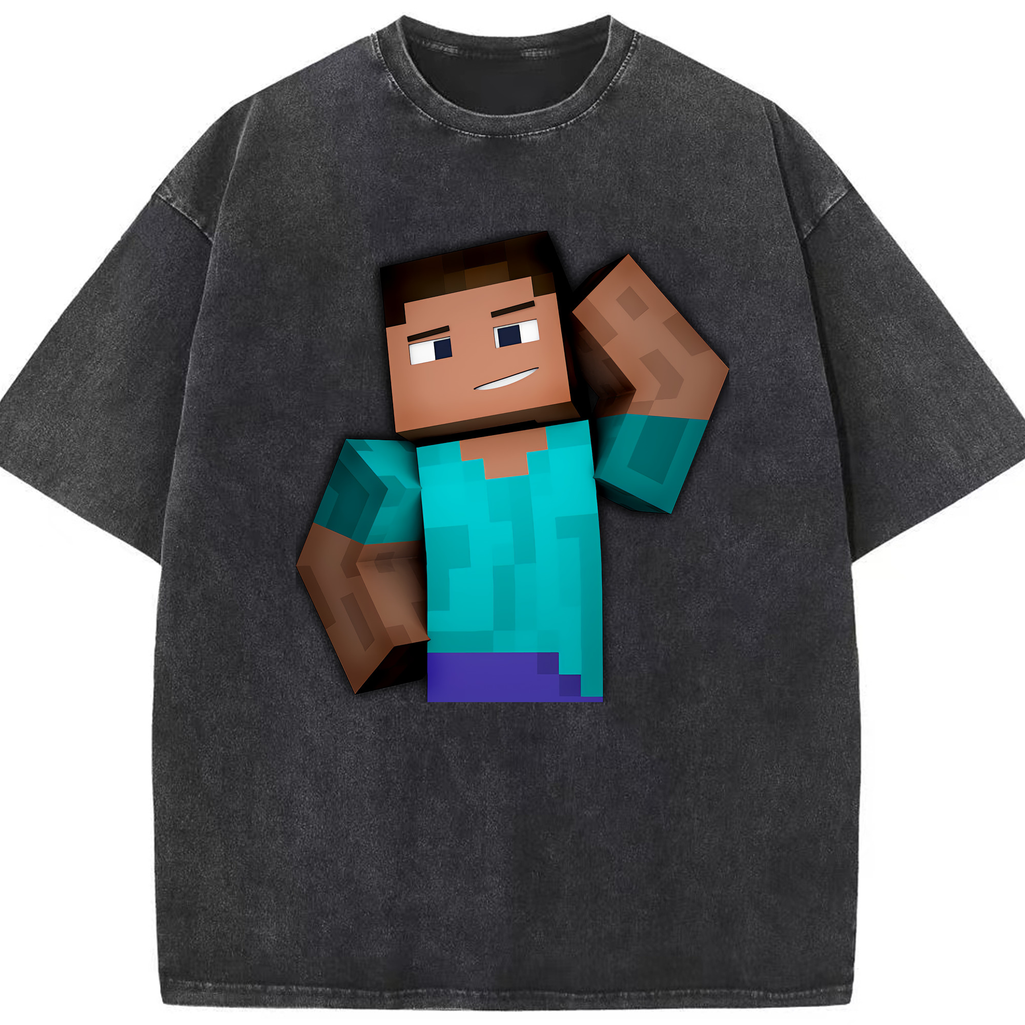 （画像用） マインクラフト ブロックの世界 Minecraft MC Block world 綿100% ヴィンテージ風 半袖Tシャツ（フロントプリント）