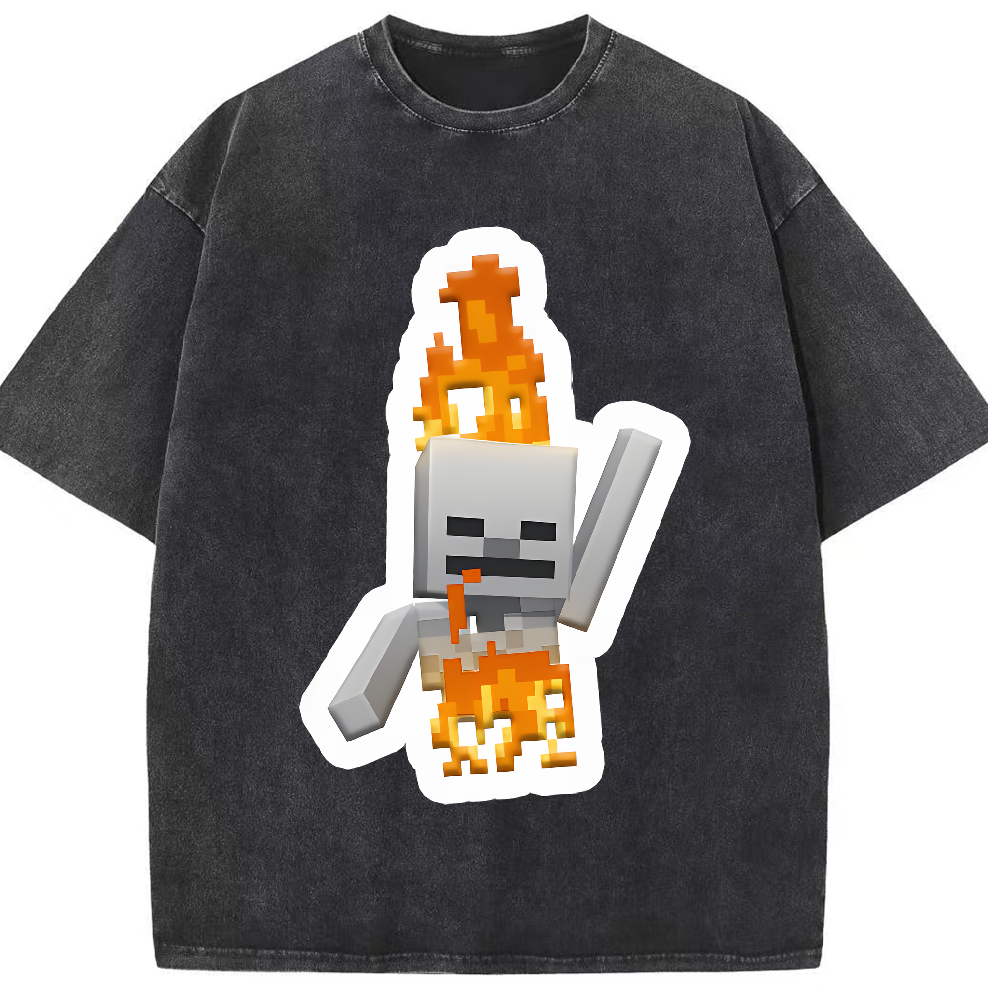 （画像用） マインクラフト ブロックの世界 Minecraft MC Block world 綿100% ヴィンテージ風 半袖Tシャツ（フロントプリント）