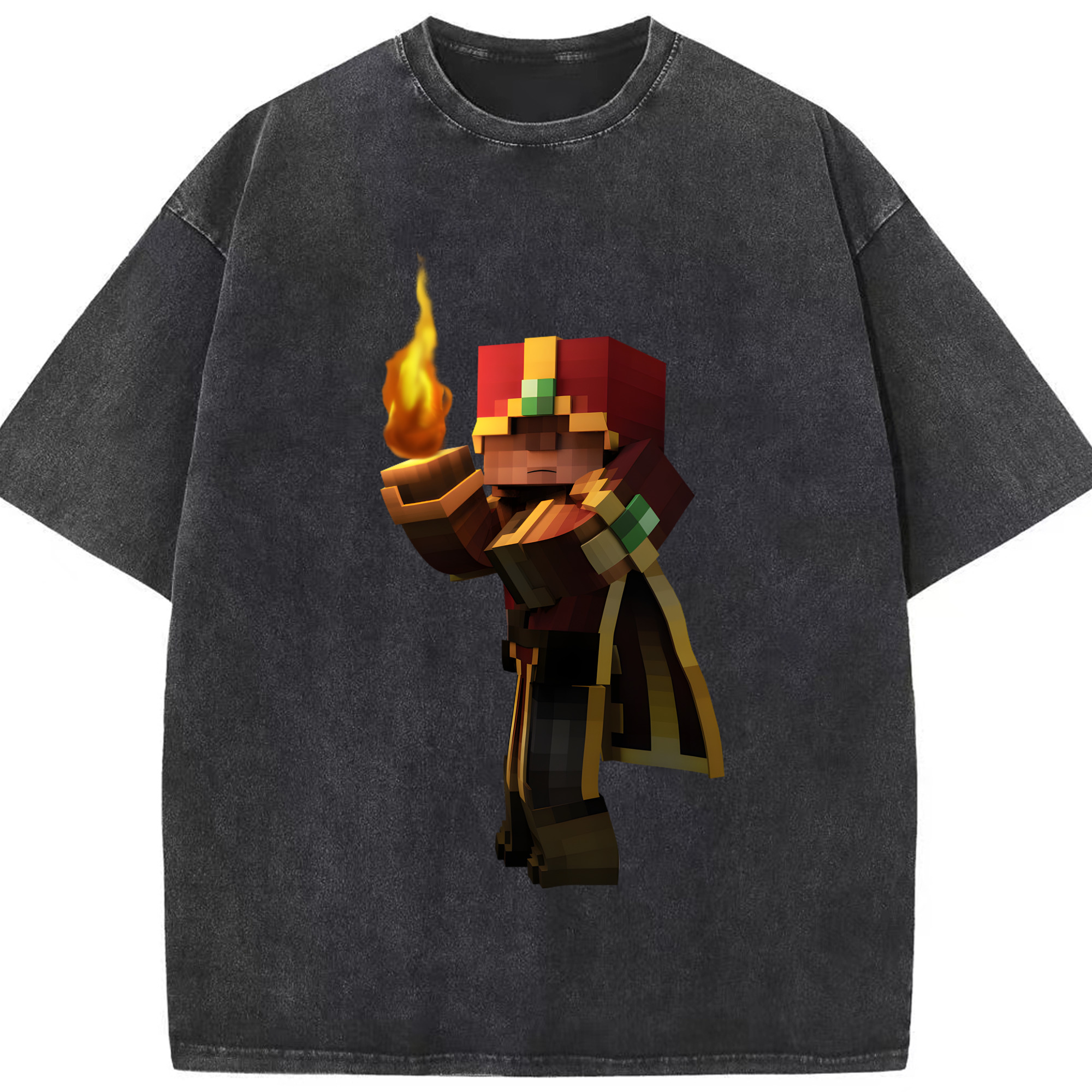 （画像用） マインクラフト ブロックの世界 Minecraft MC Block world 綿100% ヴィンテージ風 半袖Tシャツ（フロントプリント）