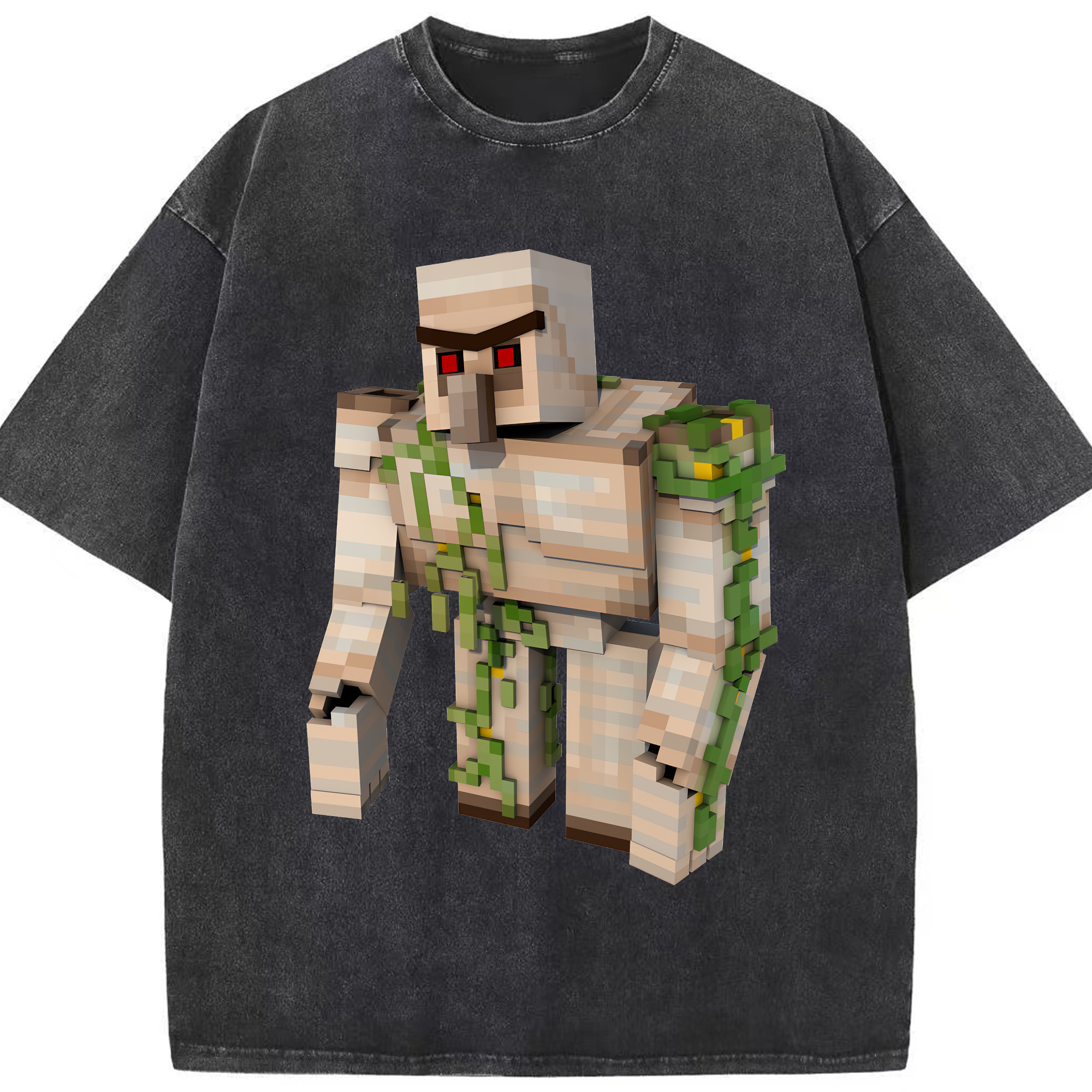 （画像用） マインクラフト ブロックの世界 Minecraft MC Block world 綿100% ヴィンテージ風 半袖Tシャツ（フロントプリント）