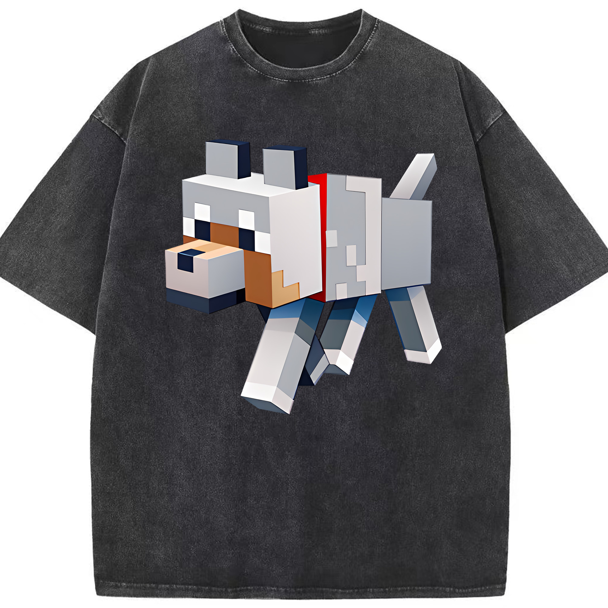 （画像用） マインクラフト ブロックの世界 Minecraft MC Block world 綿100% ヴィンテージ風 半袖Tシャツ（フロントプリント）