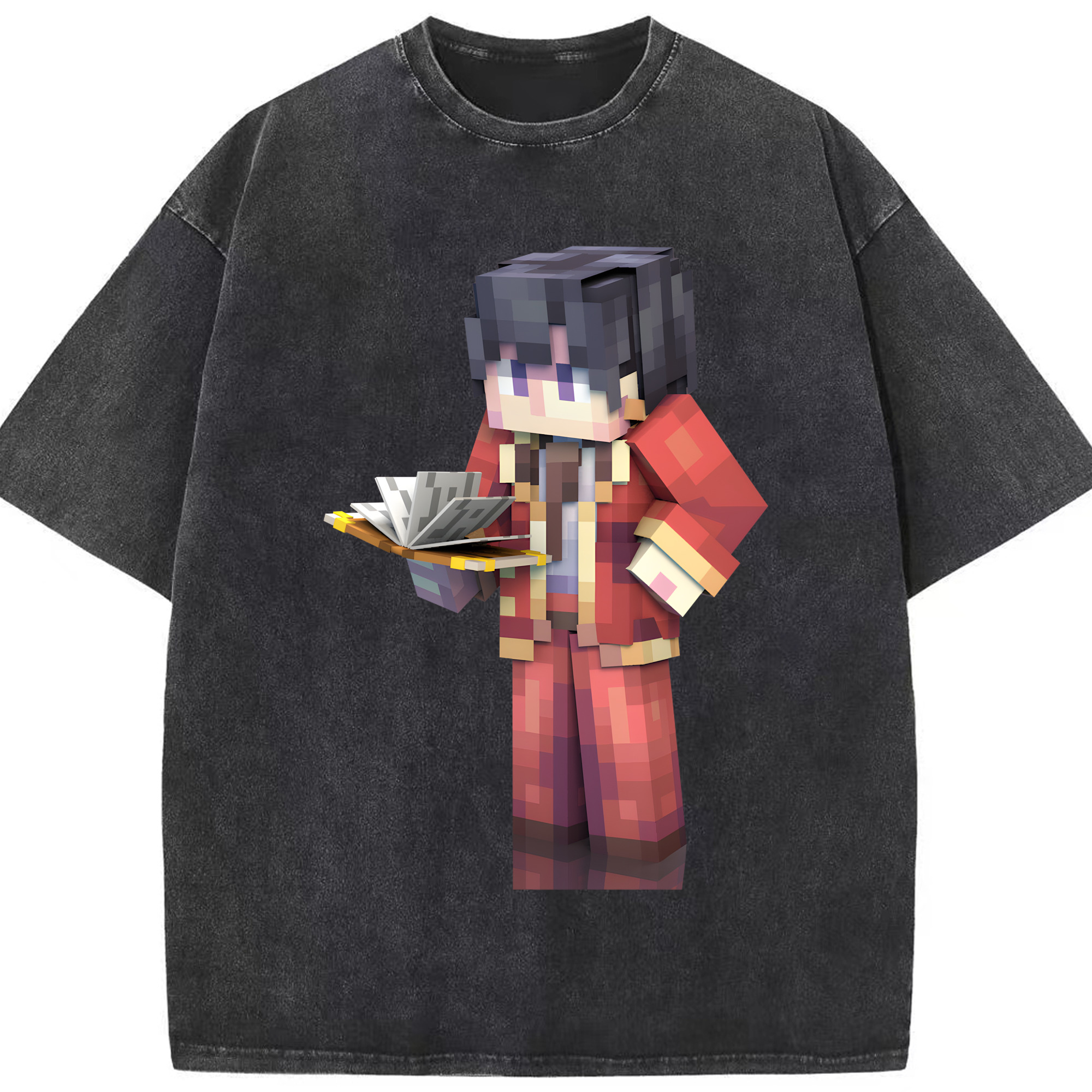 （画像用） マインクラフト ブロックの世界 Minecraft MC Block world 綿100% ヴィンテージ風 半袖Tシャツ（フロントプリント）