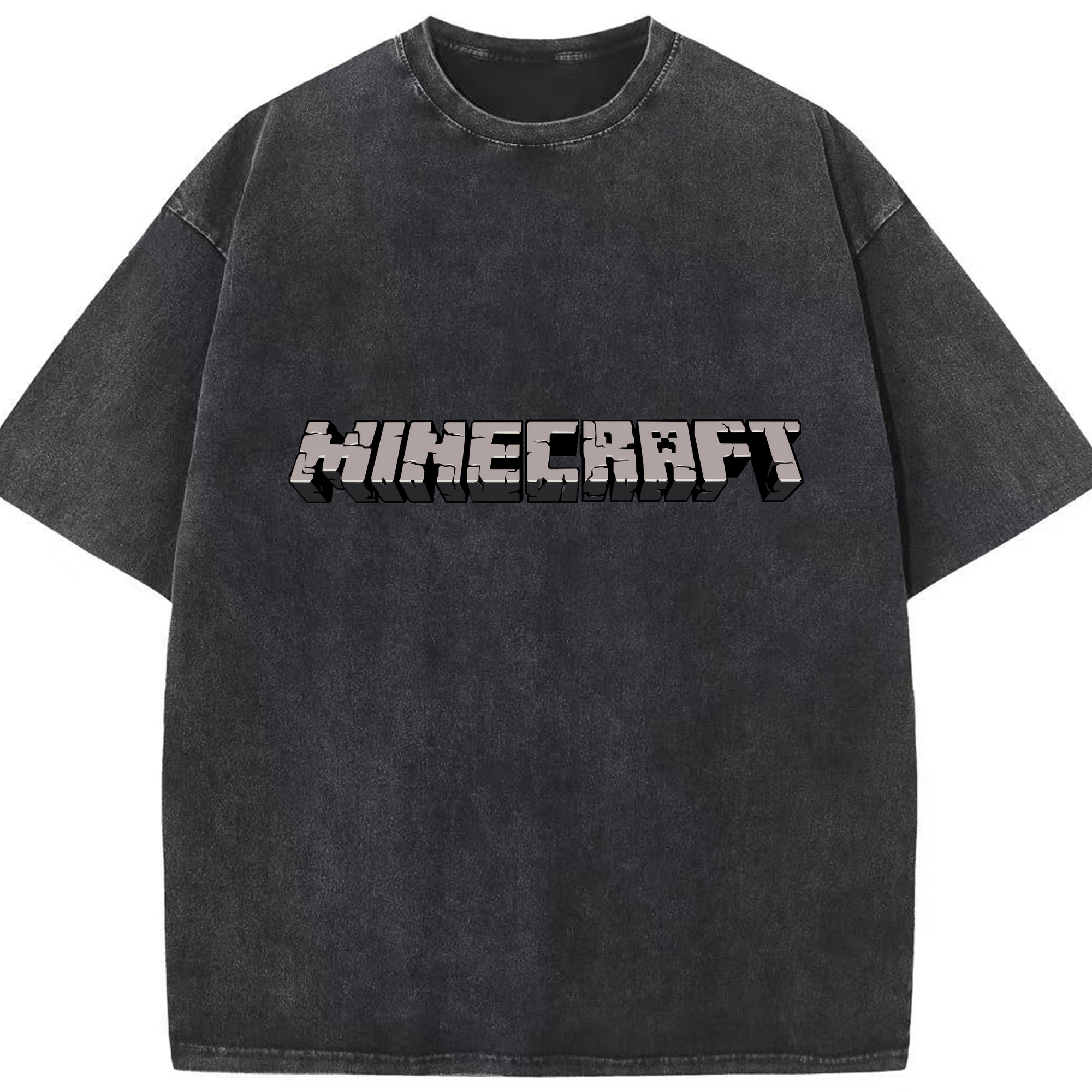 （画像用） マインクラフト ブロックの世界 Minecraft MC Block world 綿100% ヴィンテージ風 半袖Tシャツ（フロントプリント）