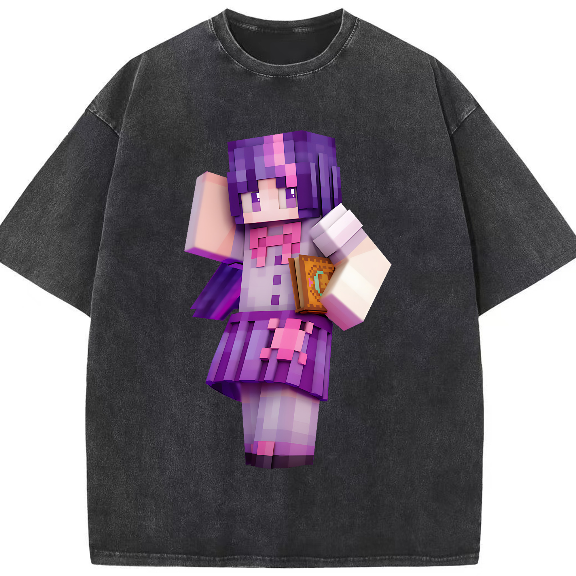 （画像用） マインクラフト ブロックの世界 Minecraft MC Block world 綿100% ヴィンテージ風 半袖Tシャツ（フロントプリント）