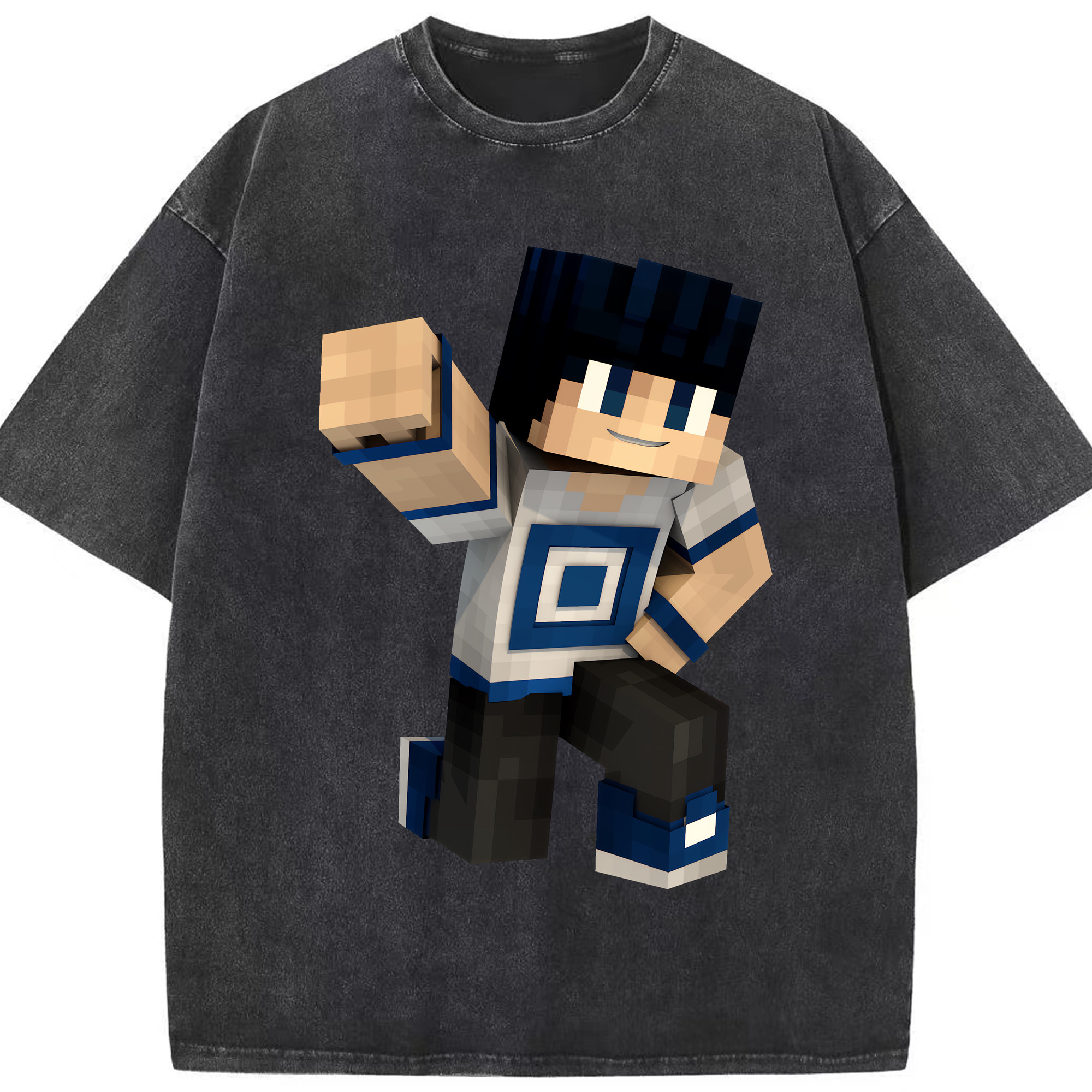 （画像用） マインクラフト ブロックの世界 Minecraft MC Block world 綿100% ヴィンテージ風 半袖Tシャツ（フロントプリント）