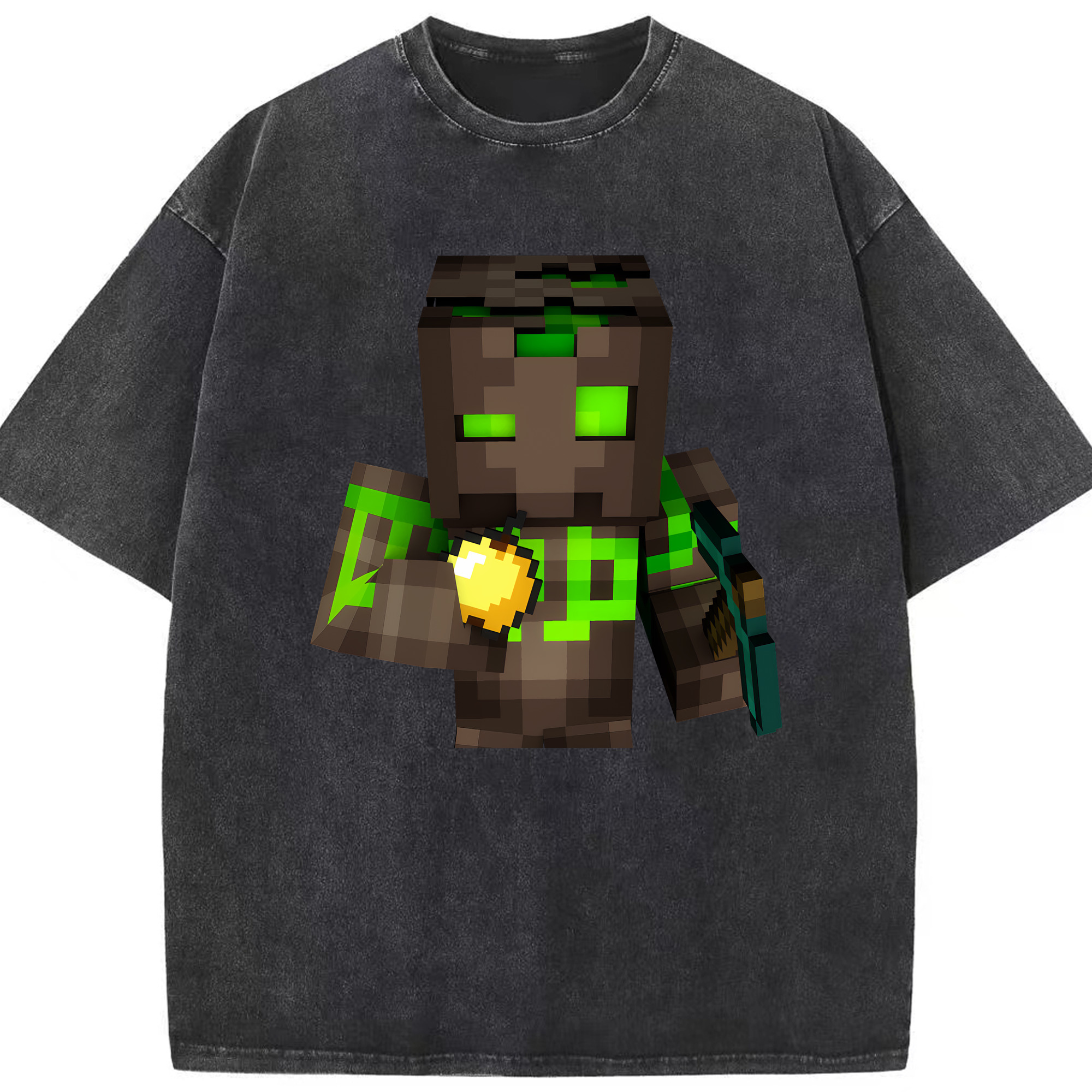 （画像用） マインクラフト ブロックの世界 Minecraft MC Block world 綿100% ヴィンテージ風 半袖Tシャツ（フロントプリント）