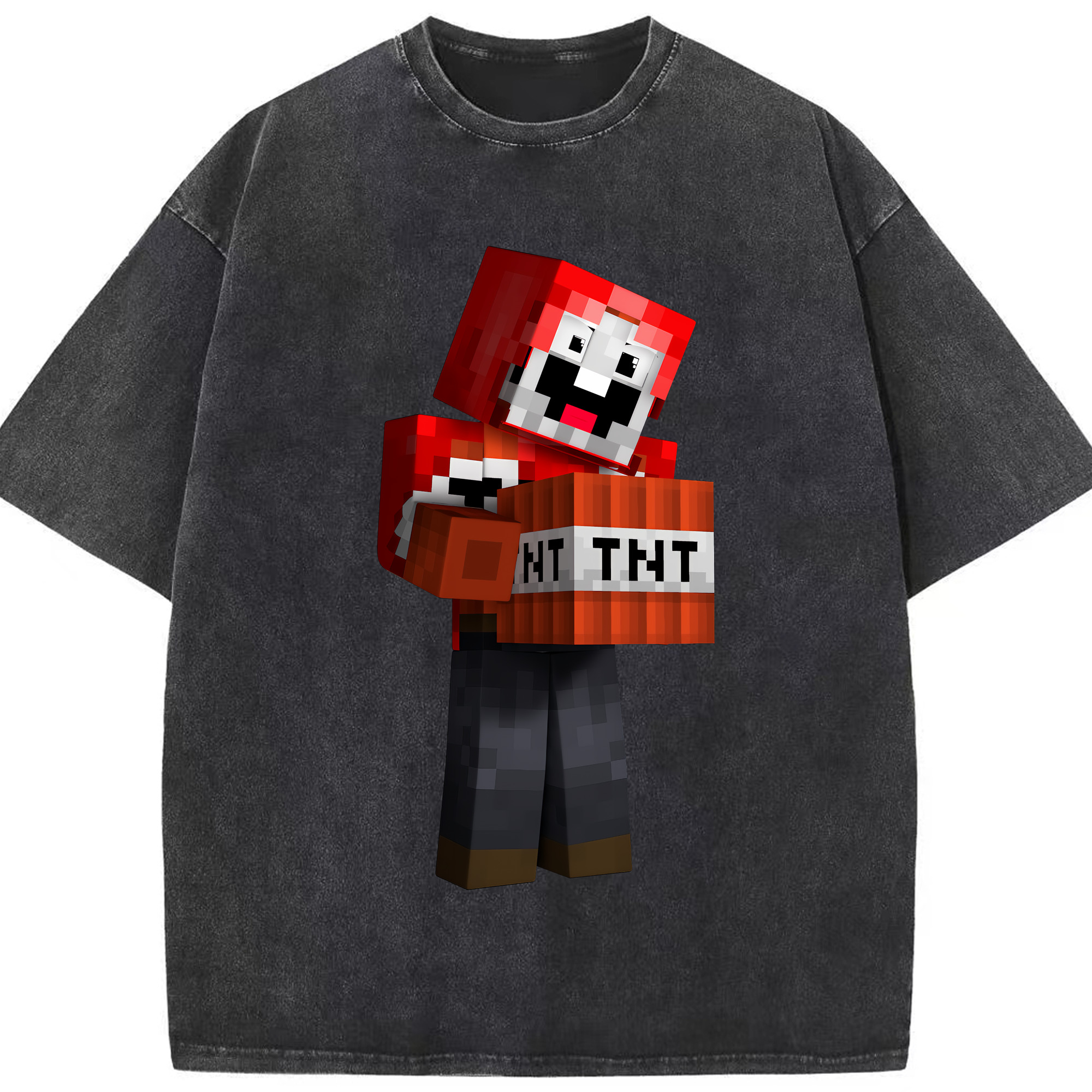 （画像用） マインクラフト ブロックの世界 Minecraft MC Block world 綿100% ヴィンテージ風 半袖Tシャツ（フロントプリント）