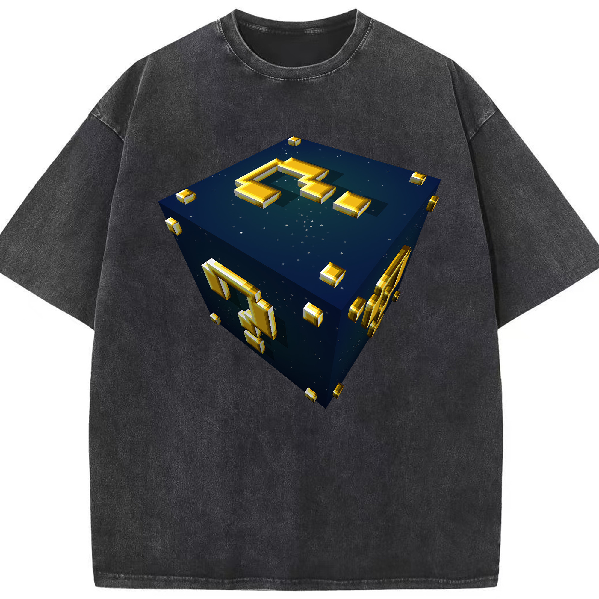 （画像用） マインクラフト ブロックの世界 Minecraft MC Block world 綿100% ヴィンテージ風 半袖Tシャツ（フロントプリント）