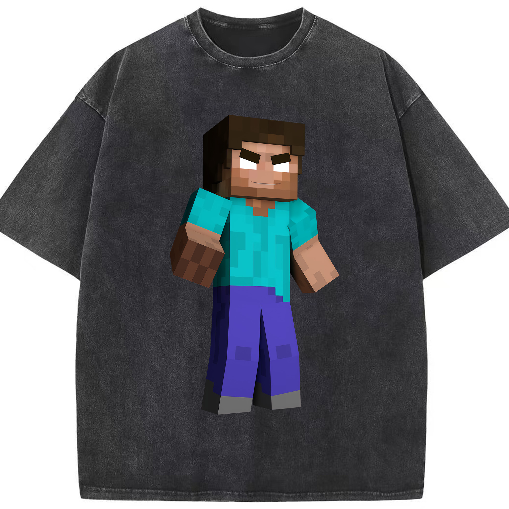 （画像用） マインクラフト ブロックの世界 Minecraft MC Block world 綿100% ヴィンテージ風 半袖Tシャツ（フロントプリント）