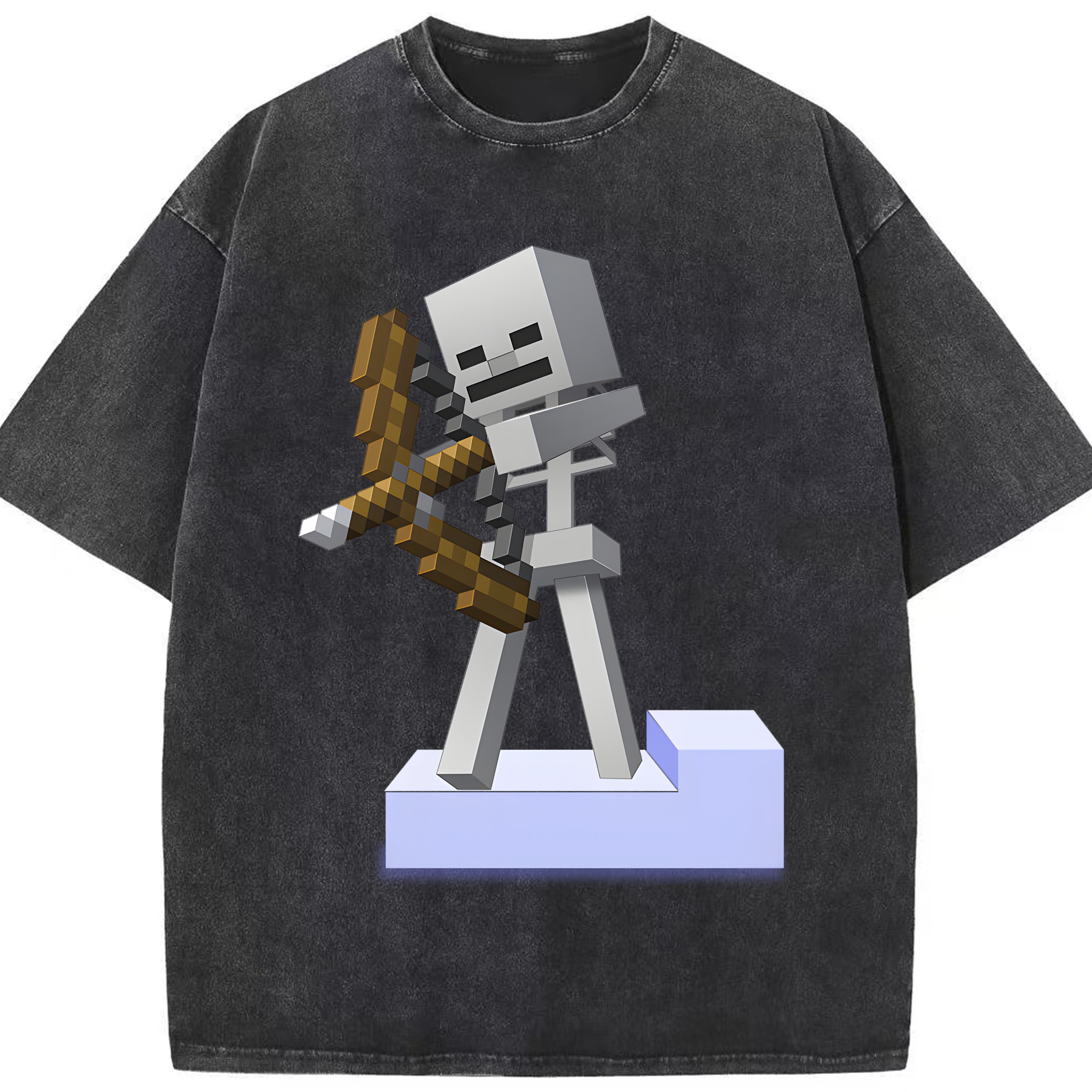 （画像用） マインクラフト ブロックの世界 Minecraft MC Block world 綿100% ヴィンテージ風 半袖Tシャツ（フロントプリント）