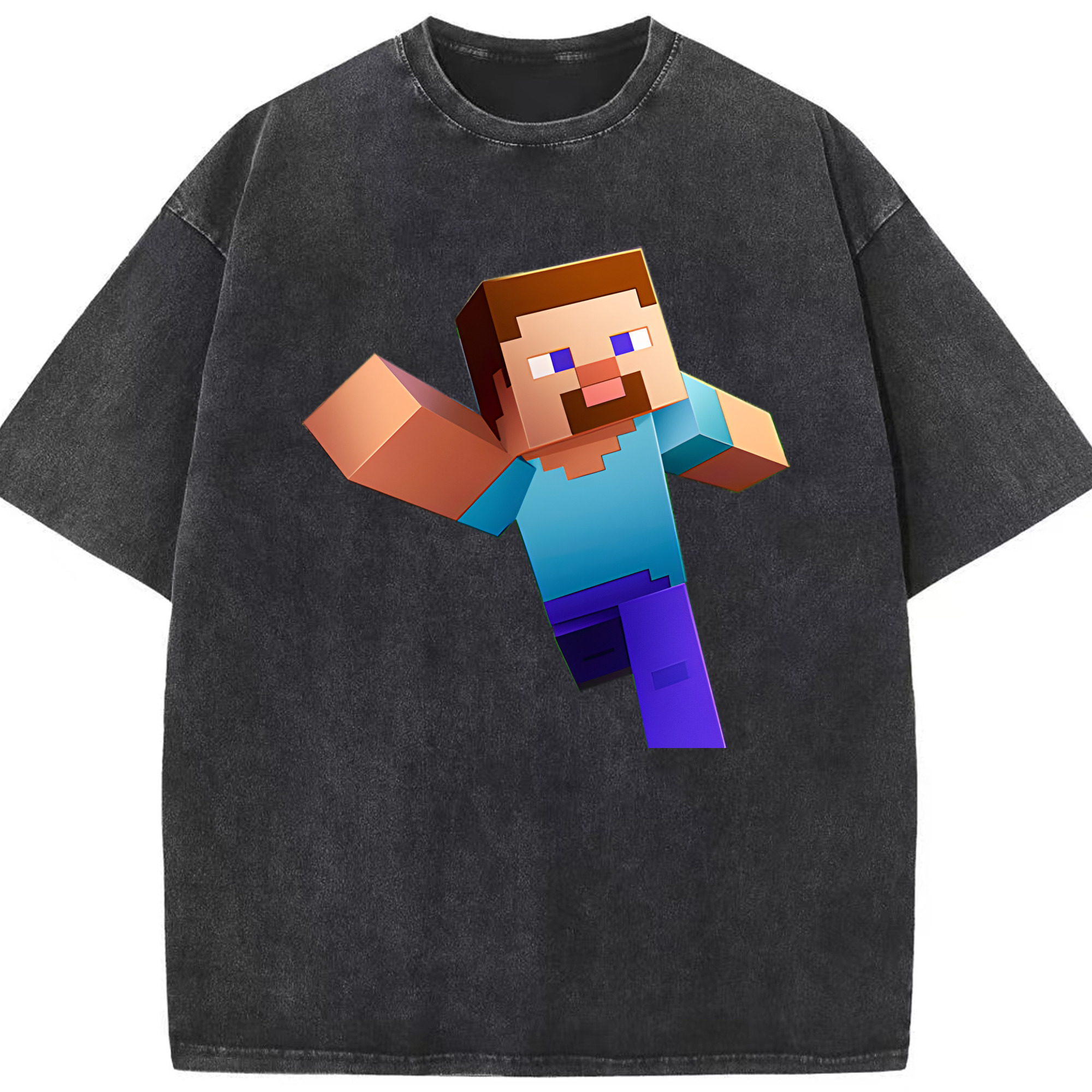 （画像用） マインクラフト ブロックの世界 Minecraft MC Block world 綿100% ヴィンテージ風 半袖Tシャツ（フロントプリント）