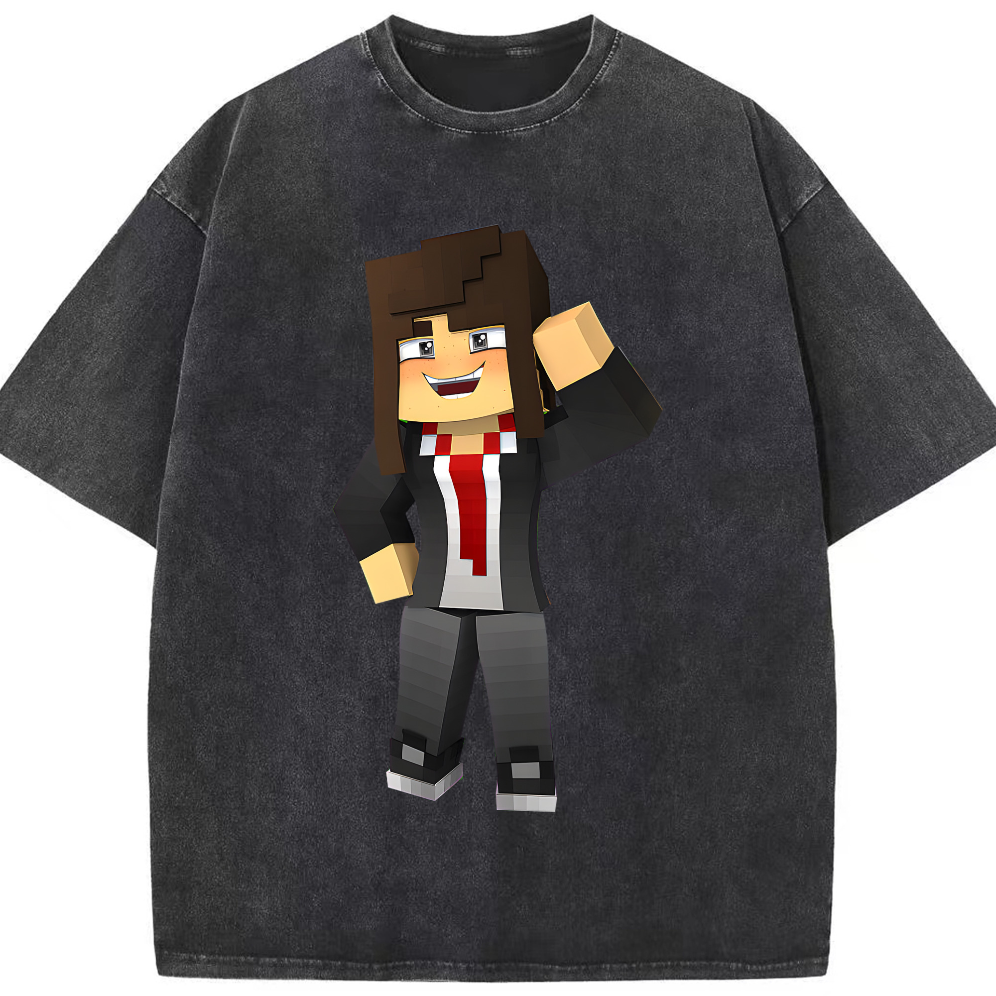 （画像用） マインクラフト ブロックの世界 Minecraft MC Block world 綿100% ヴィンテージ風 半袖Tシャツ（フロントプリント）