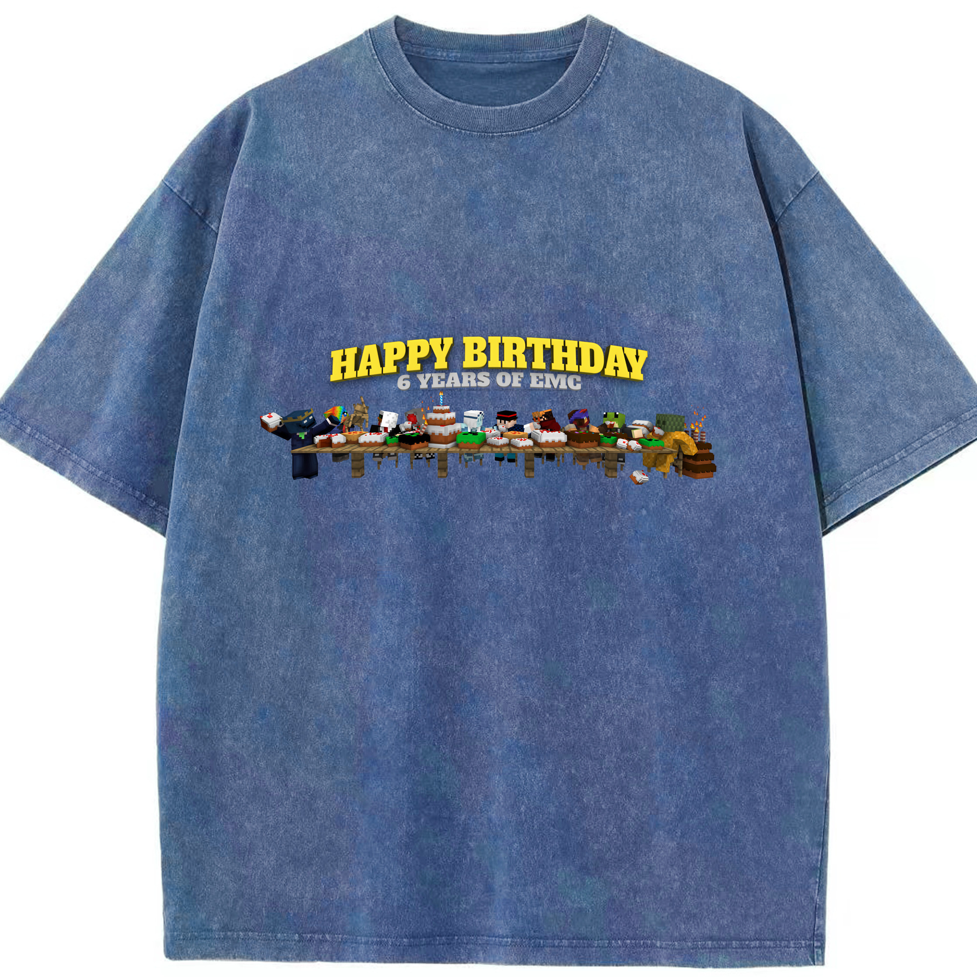 （画像用） マインクラフト ブロックの世界 Minecraft MC Block world 綿100% ヴィンテージ風 半袖Tシャツ（フロントプリント）