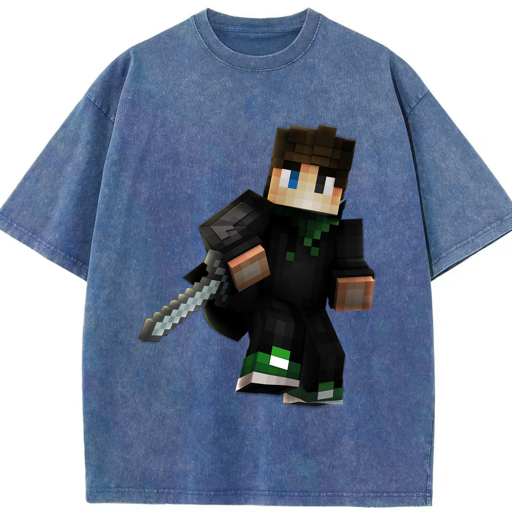 （画像用） マインクラフト ブロックの世界 Minecraft MC Block world 綿100% ヴィンテージ風 半袖Tシャツ（フロントプリント）
