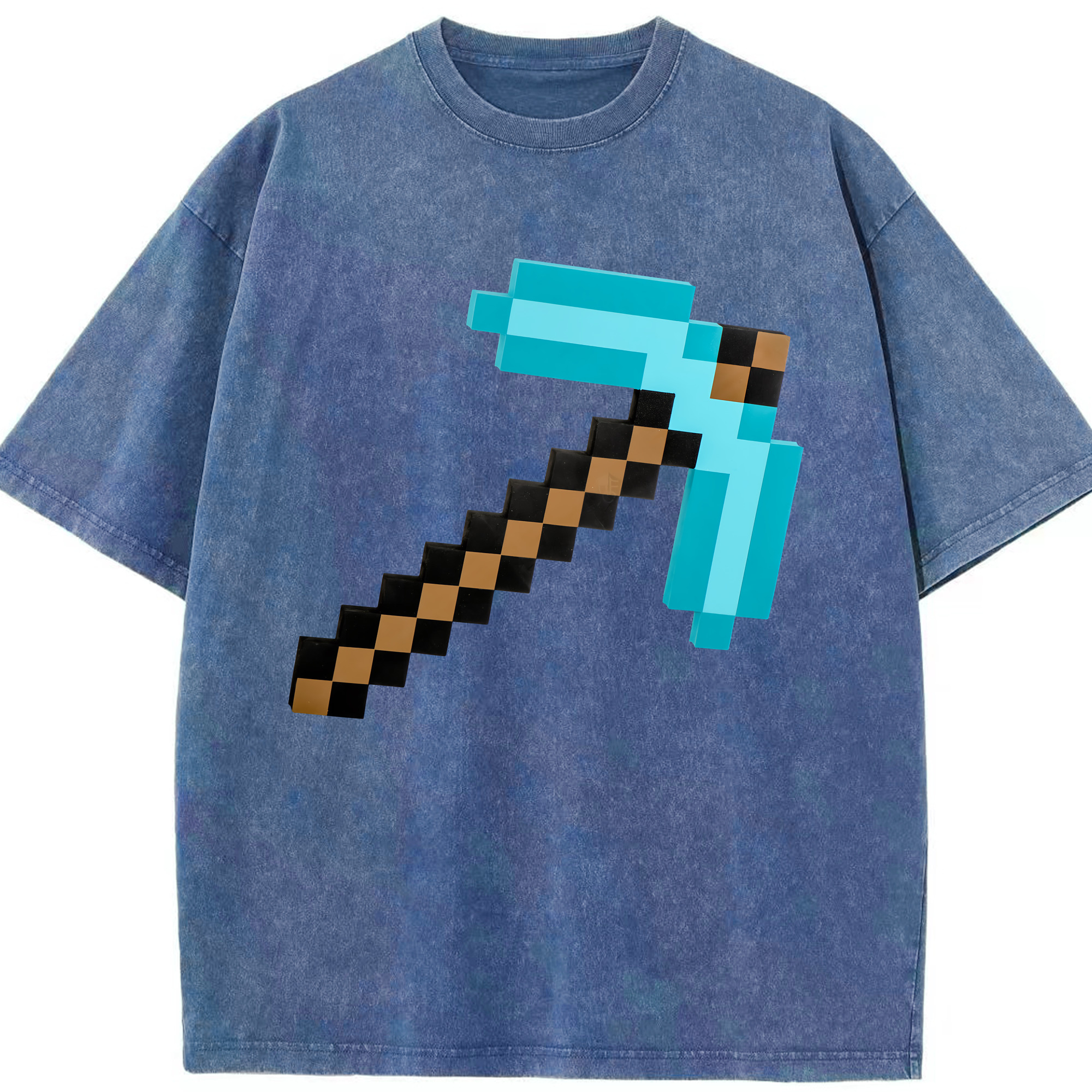 （画像用） マインクラフト ブロックの世界 Minecraft MC Block world 綿100% ヴィンテージ風 半袖Tシャツ（フロントプリント）