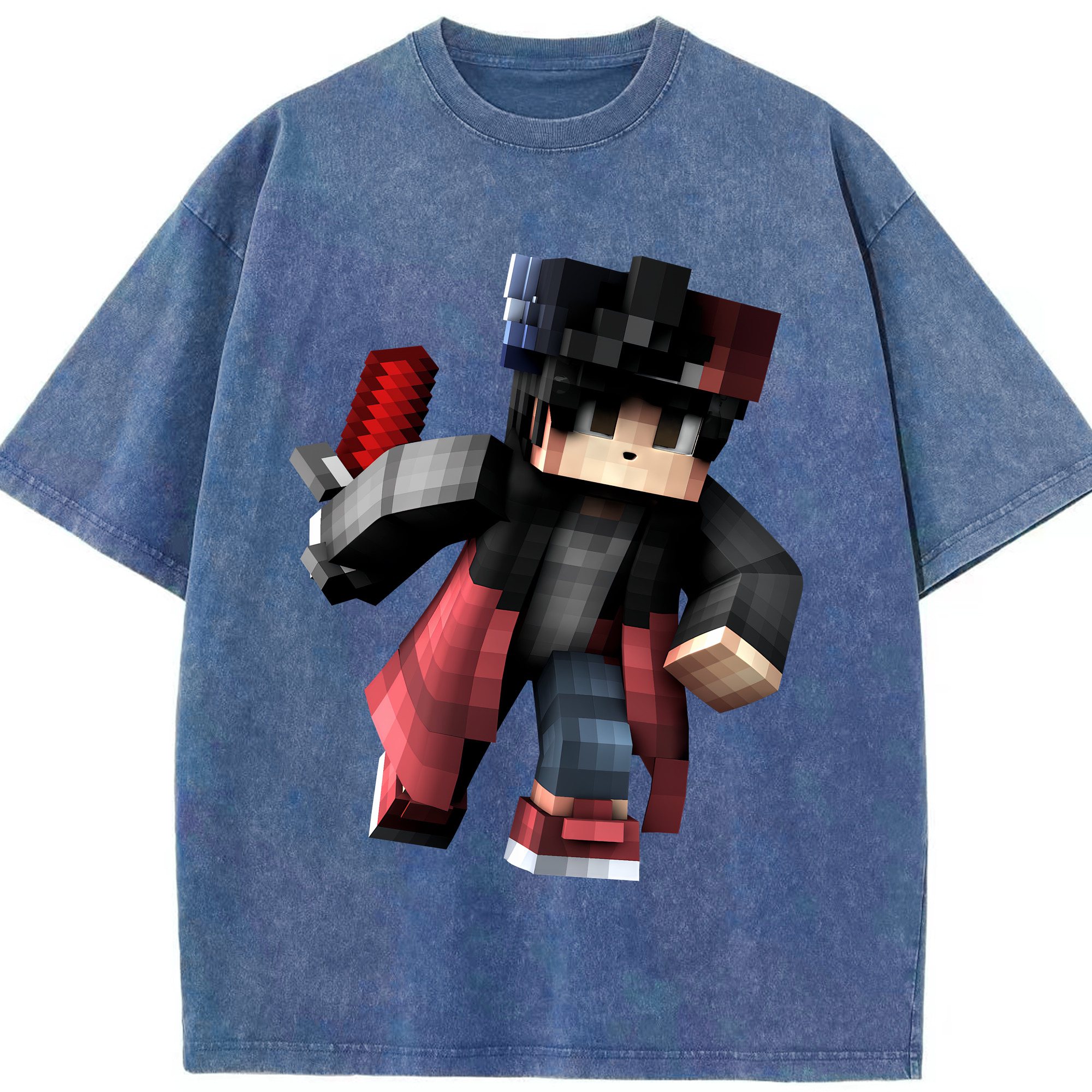 （画像用） マインクラフト ブロックの世界 Minecraft MC Block world 綿100% ヴィンテージ風 半袖Tシャツ（フロントプリント）