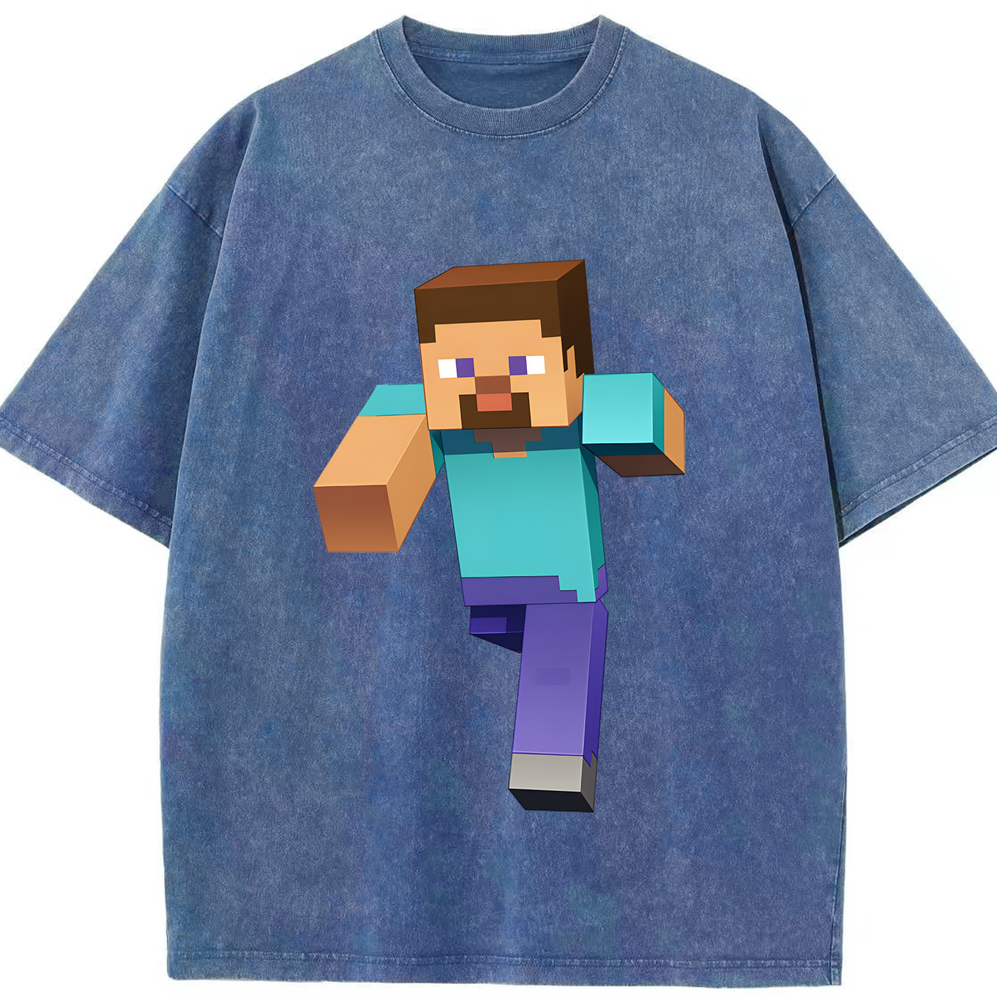 （画像用） マインクラフト ブロックの世界 Minecraft MC Block world 綿100% ヴィンテージ風 半袖Tシャツ（フロントプリント）