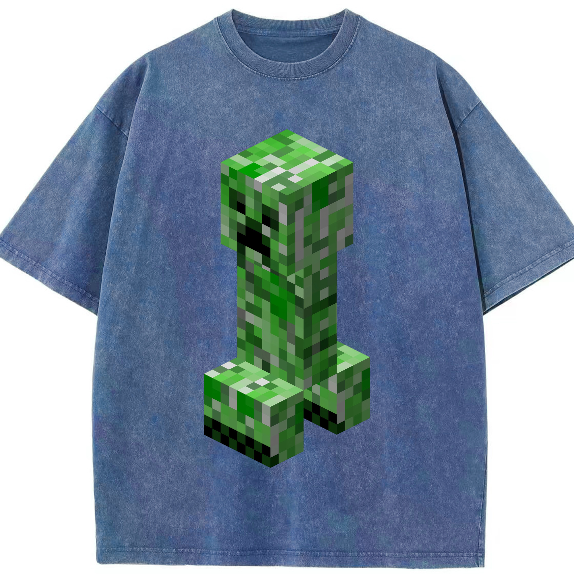 （画像用） マインクラフト ブロックの世界 Minecraft MC Block world 綿100% ヴィンテージ風 半袖Tシャツ（フロントプリント）