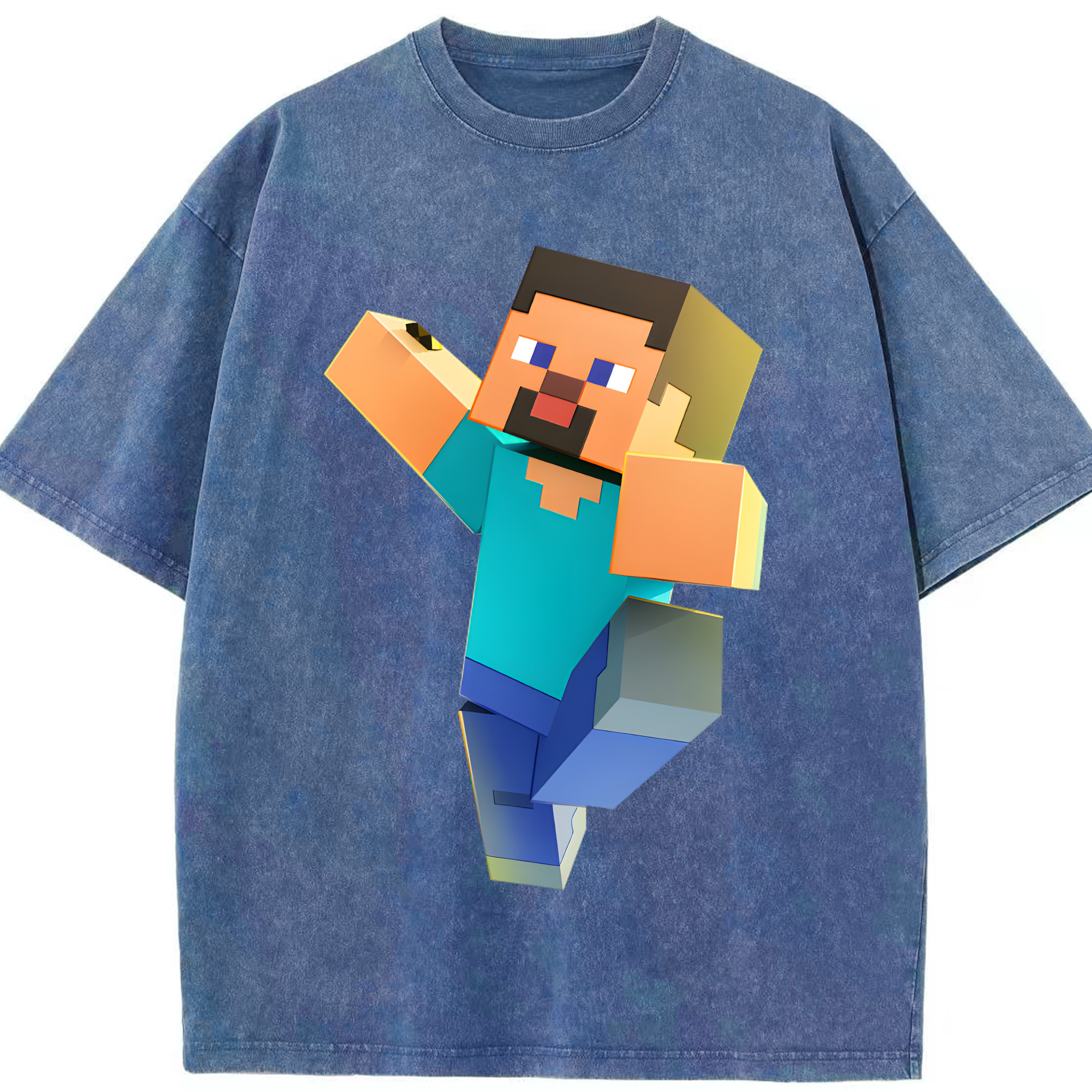 （画像用） マインクラフト ブロックの世界 Minecraft MC Block world 綿100% ヴィンテージ風 半袖Tシャツ（フロントプリント）