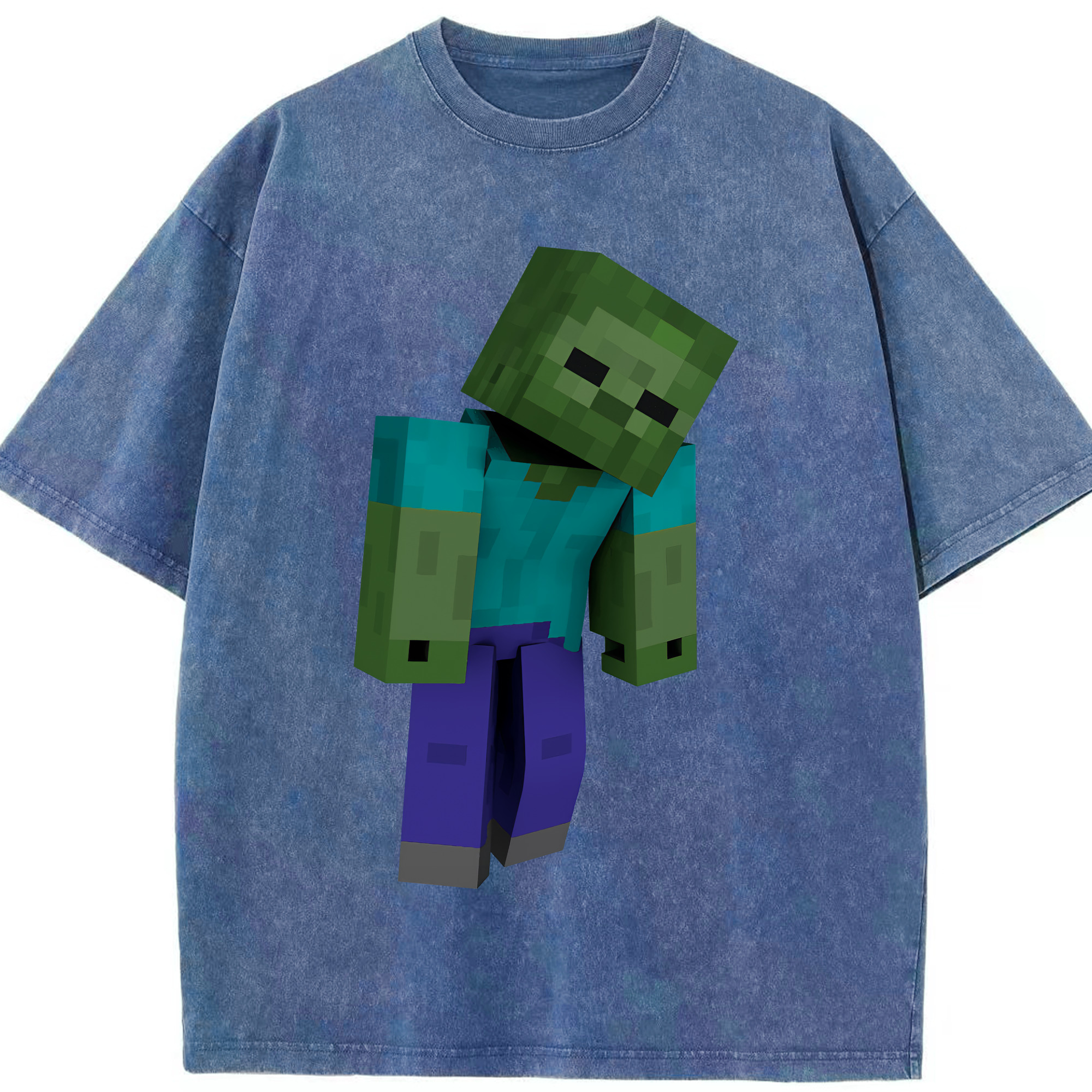 （画像用） マインクラフト ブロックの世界 Minecraft MC Block world 綿100% ヴィンテージ風 半袖Tシャツ（フロントプリント）