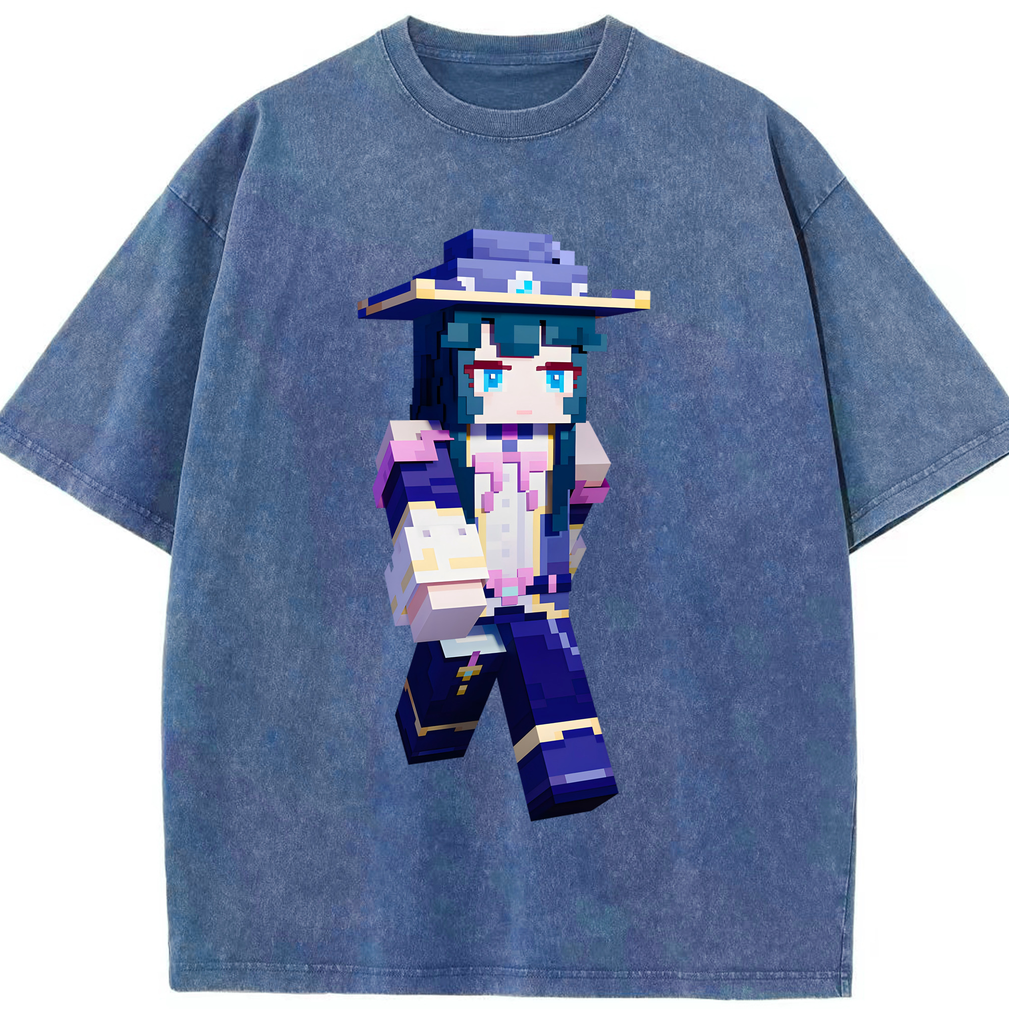 （画像用） マインクラフト ブロックの世界 Minecraft MC Block world 綿100% ヴィンテージ風 半袖Tシャツ（フロントプリント）