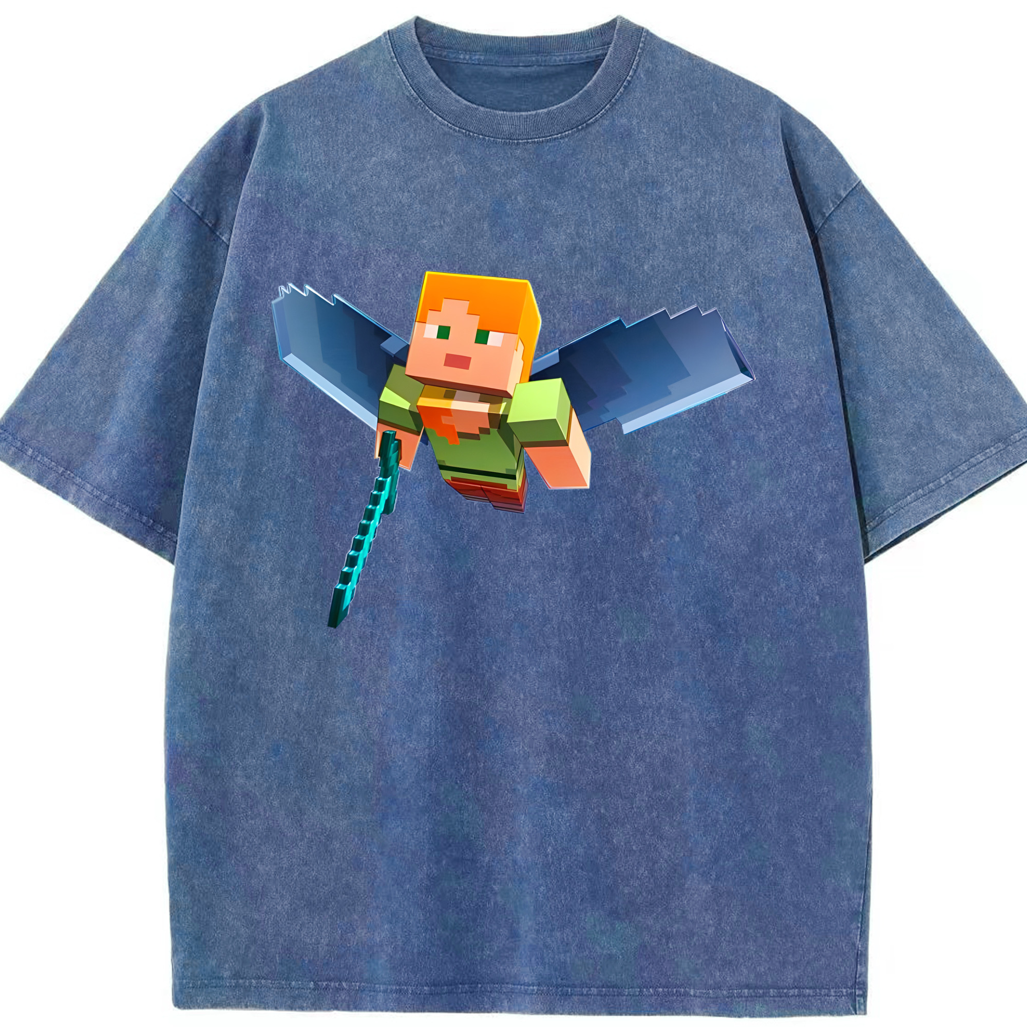 （画像用） マインクラフト ブロックの世界 Minecraft MC Block world 綿100% ヴィンテージ風 半袖Tシャツ（フロントプリント）