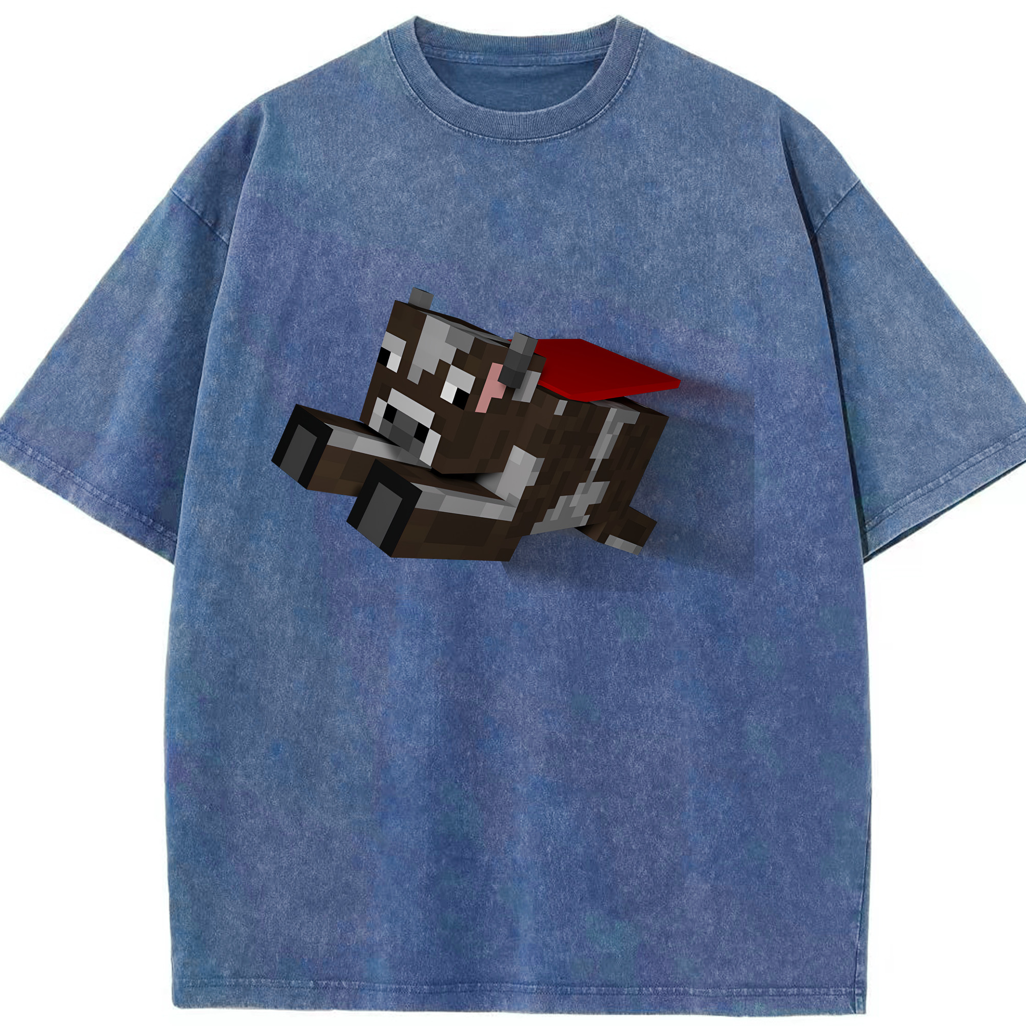 （画像用） マインクラフト ブロックの世界 Minecraft MC Block world 綿100% ヴィンテージ風 半袖Tシャツ（フロントプリント）