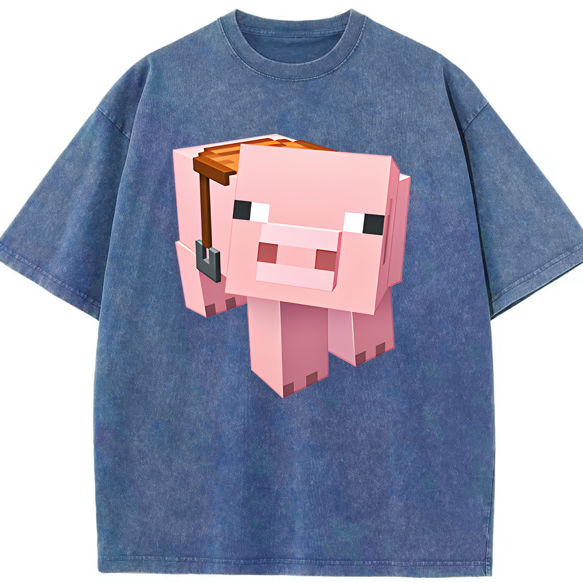 （画像用） マインクラフト ブロックの世界 Minecraft MC Block world 綿100% ヴィンテージ風 半袖Tシャツ（フロントプリント）