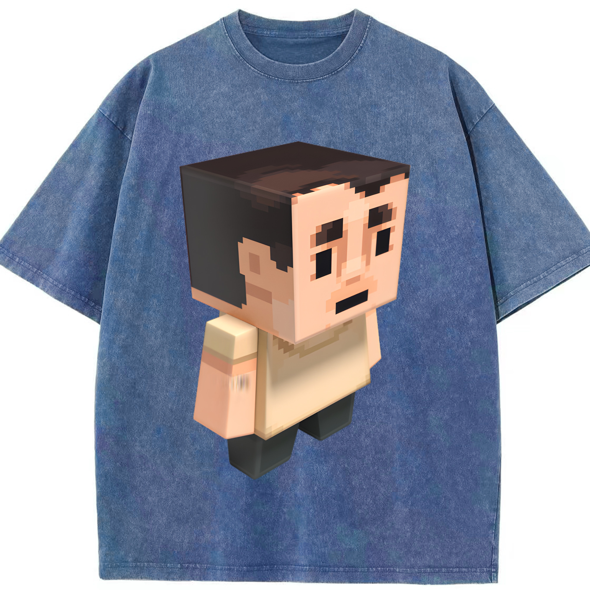 （画像用） マインクラフト ブロックの世界 Minecraft MC Block world 綿100% ヴィンテージ風 半袖Tシャツ（フロントプリント）
