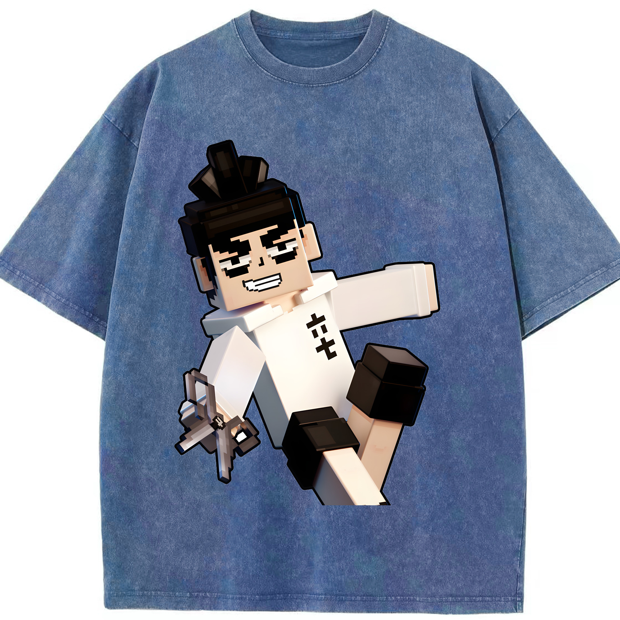（画像用） マインクラフト ブロックの世界 Minecraft MC Block world 綿100% ヴィンテージ風 半袖Tシャツ（フロントプリント）