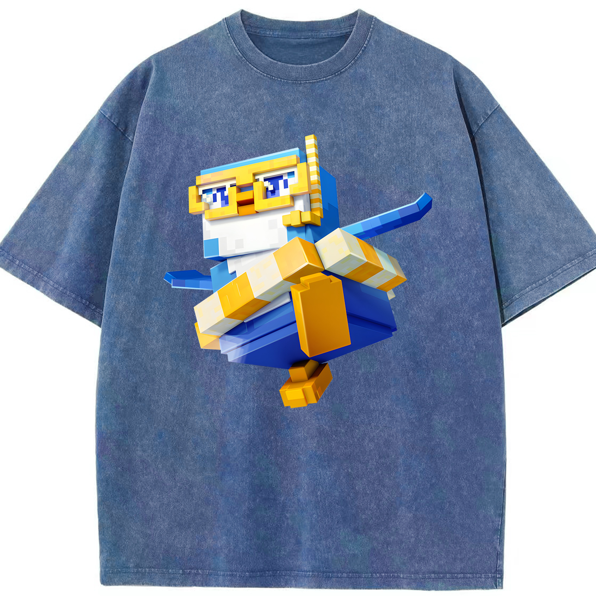 （画像用） マインクラフト ブロックの世界 Minecraft MC Block world 綿100% ヴィンテージ風 半袖Tシャツ（フロントプリント）