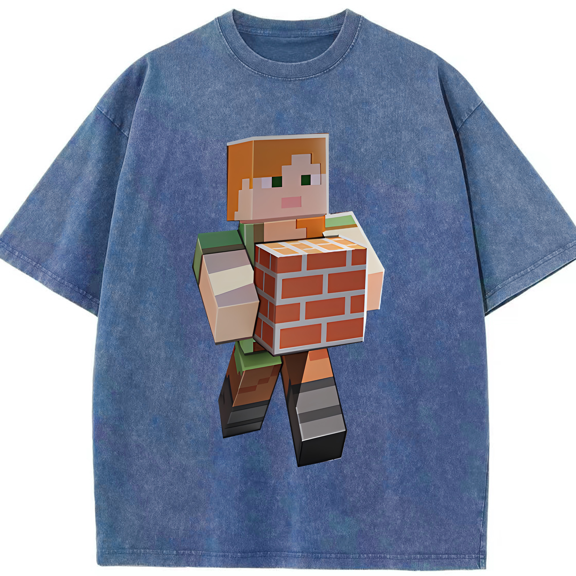（画像用） マインクラフト ブロックの世界 Minecraft MC Block world 綿100% ヴィンテージ風 半袖Tシャツ（フロントプリント）