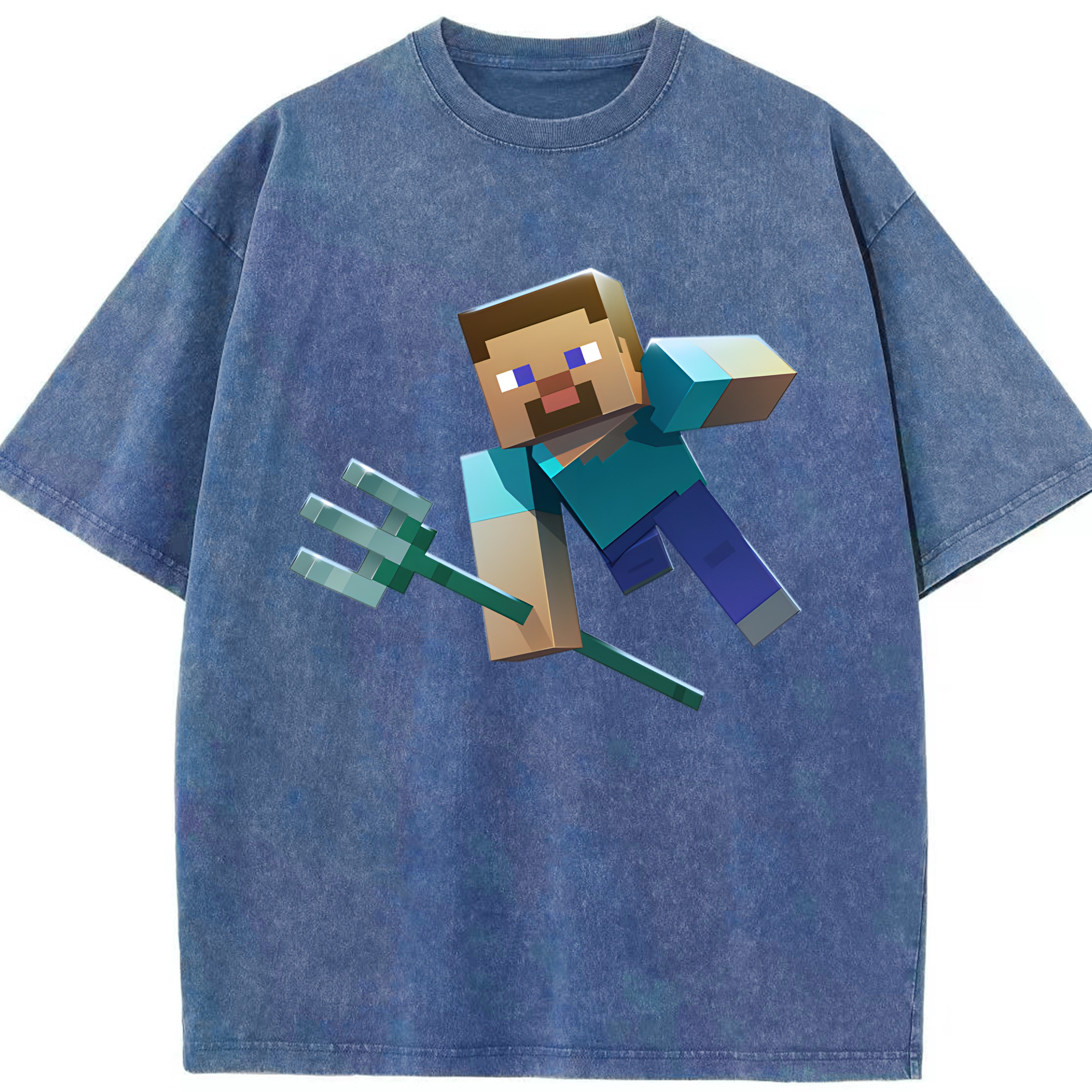 （画像用） マインクラフト ブロックの世界 Minecraft MC Block world 綿100% ヴィンテージ風 半袖Tシャツ（フロントプリント）
