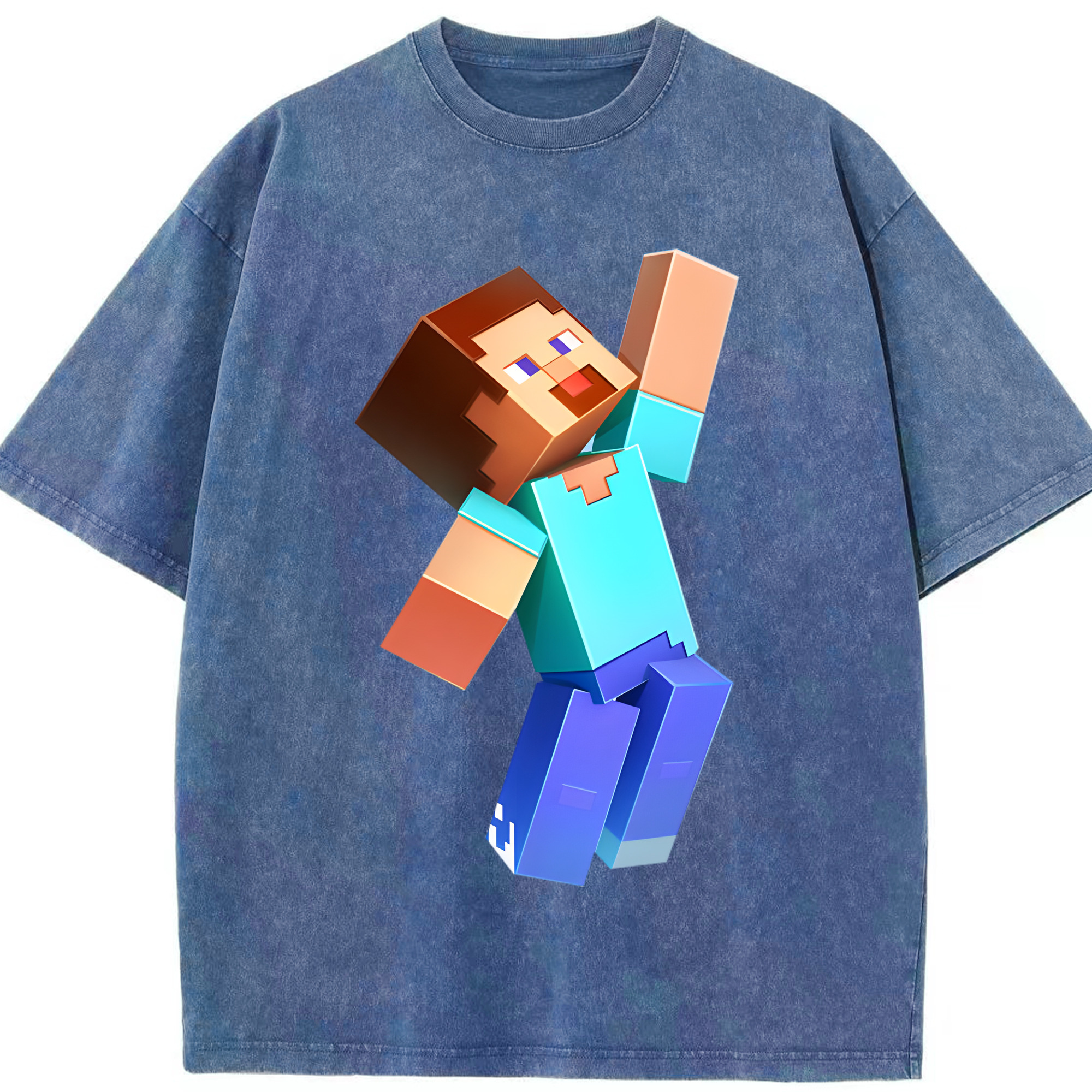 （画像用） マインクラフト ブロックの世界 Minecraft MC Block world 綿100% ヴィンテージ風 半袖Tシャツ（フロントプリント）