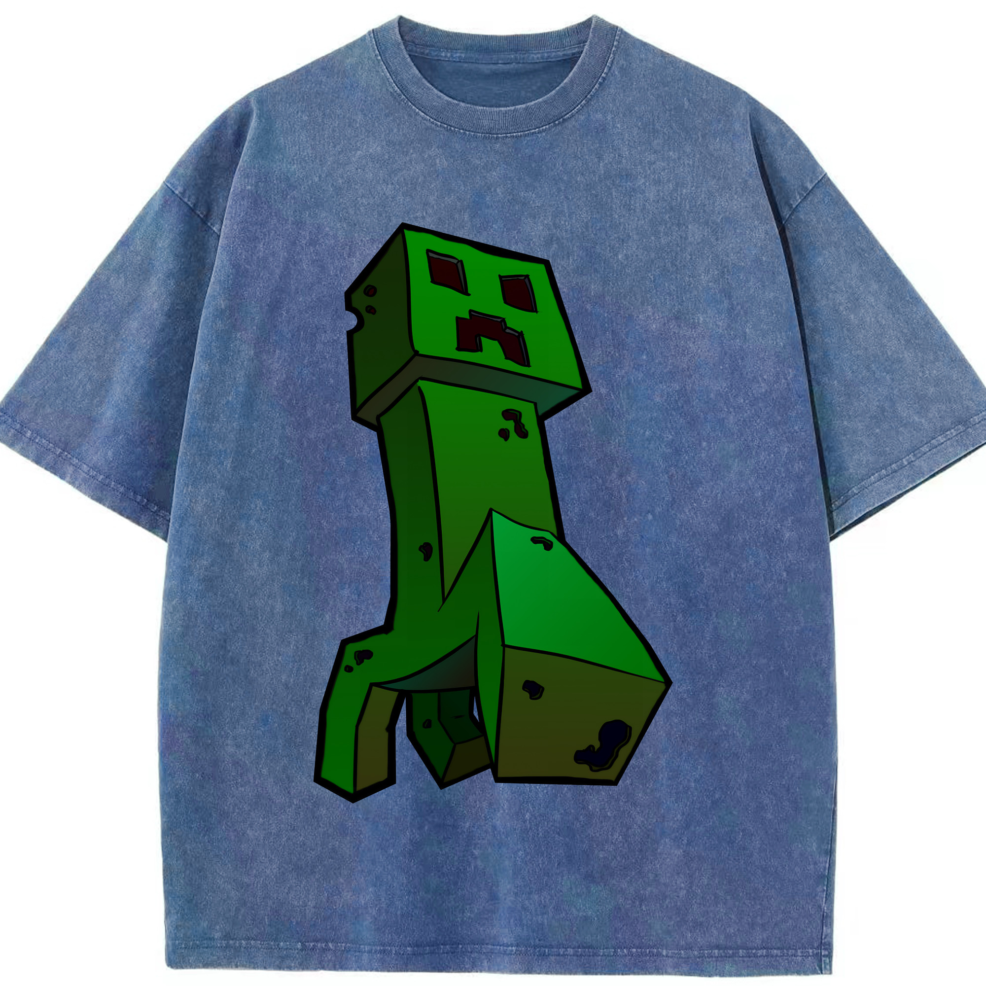 （画像用） マインクラフト ブロックの世界 Minecraft MC Block world 綿100% ヴィンテージ風 半袖Tシャツ（フロントプリント）