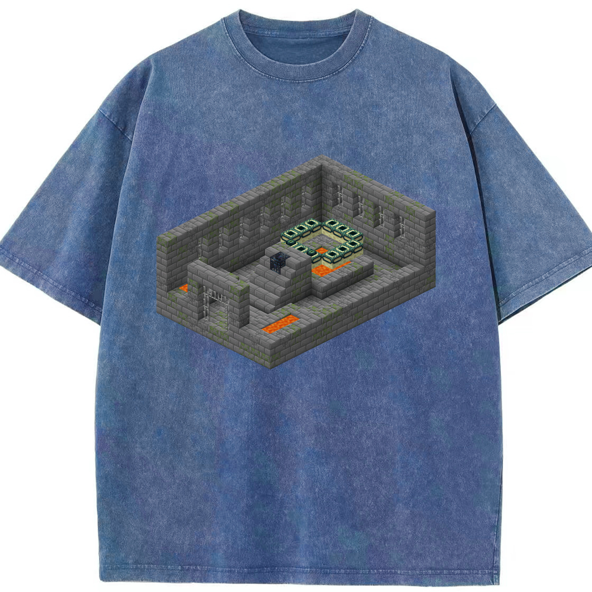（画像用） マインクラフト ブロックの世界 Minecraft MC Block world 綿100% ヴィンテージ風 半袖Tシャツ（フロントプリント）