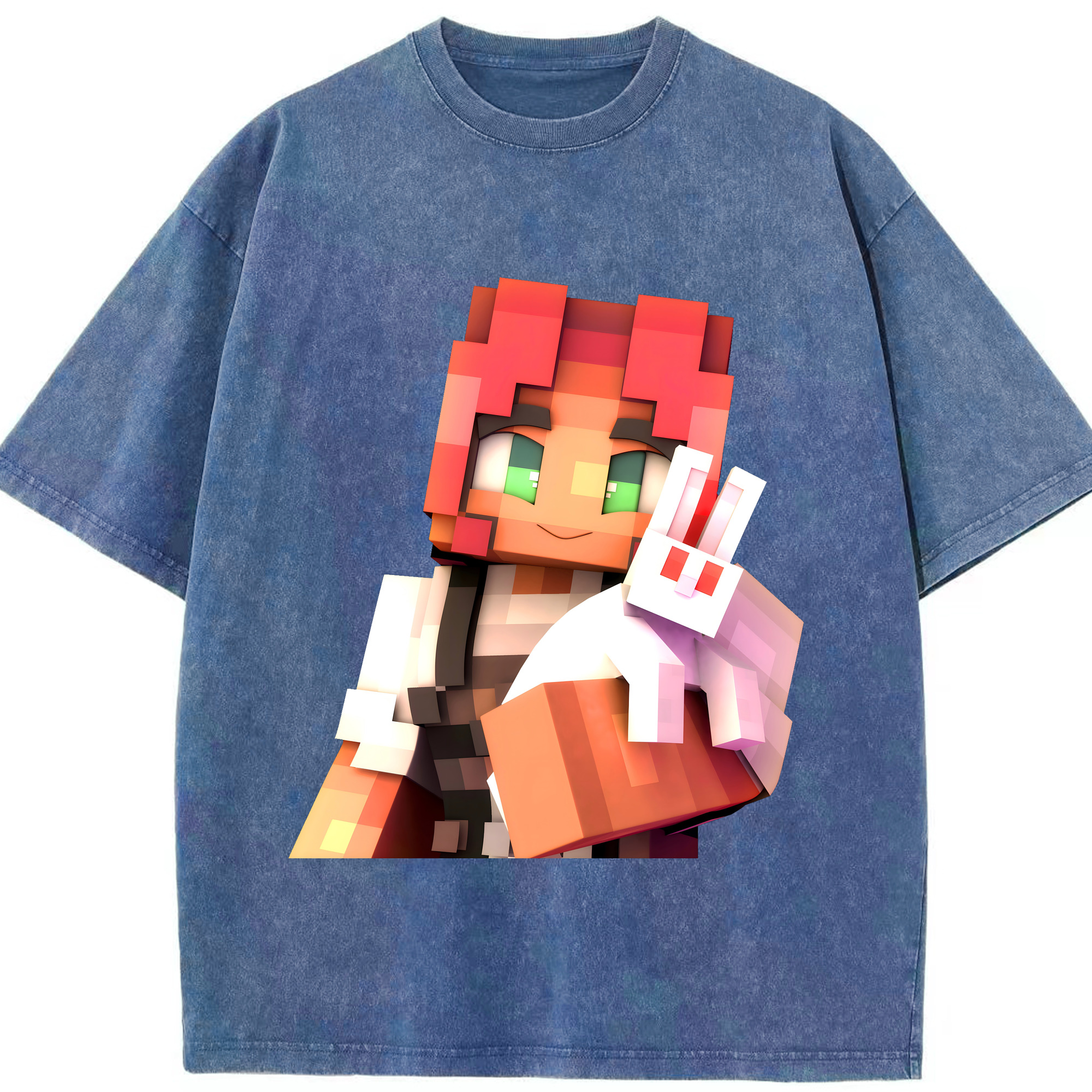 （画像用） マインクラフト ブロックの世界 Minecraft MC Block world 綿100% ヴィンテージ風 半袖Tシャツ（フロントプリント）