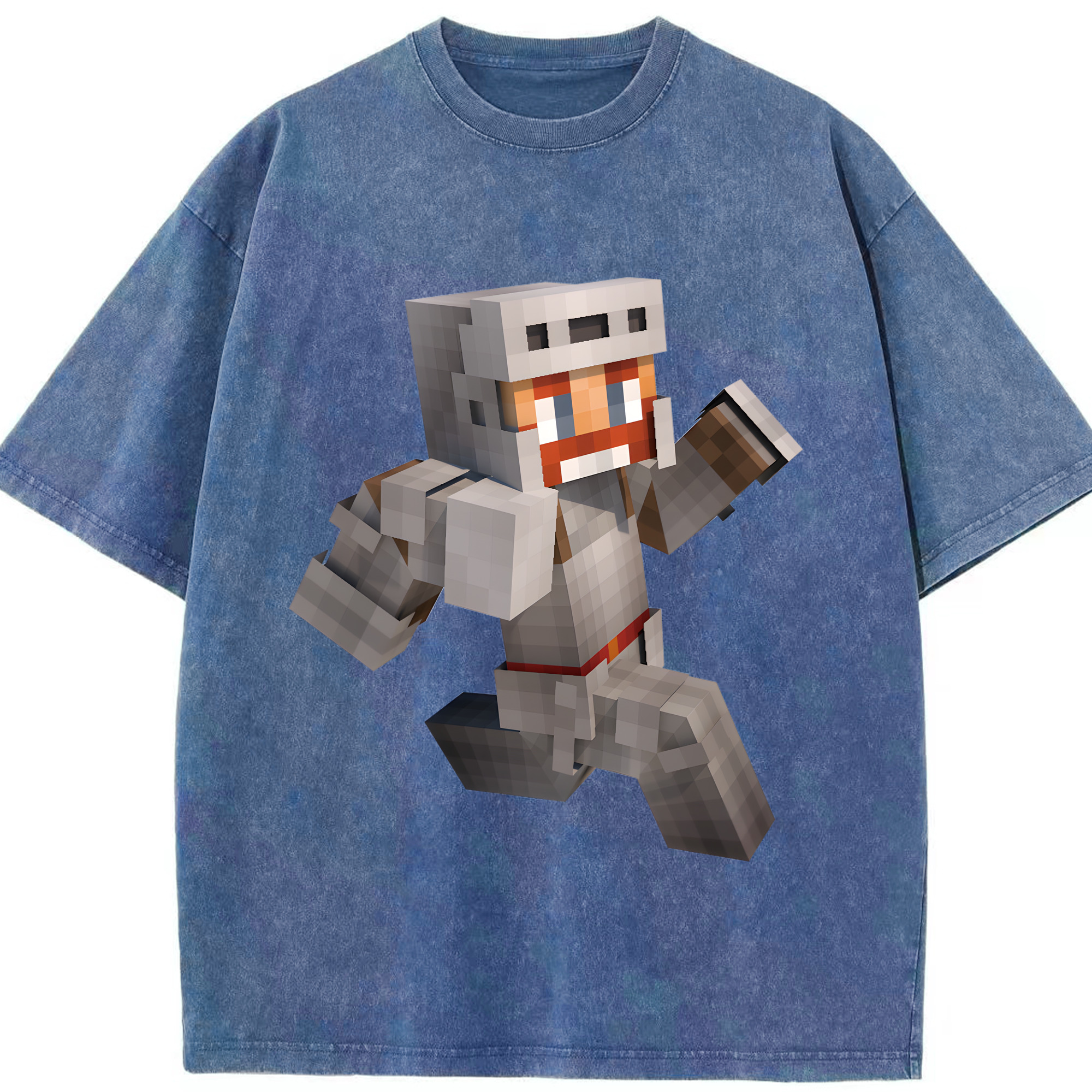 （画像用） マインクラフト ブロックの世界 Minecraft MC Block world 綿100% ヴィンテージ風 半袖Tシャツ（フロントプリント）