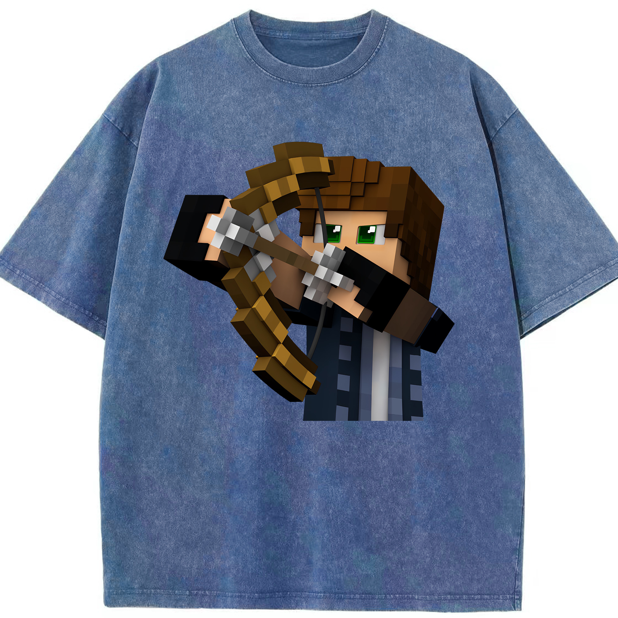 （画像用） マインクラフト ブロックの世界 Minecraft MC Block world 綿100% ヴィンテージ風 半袖Tシャツ（フロントプリント）