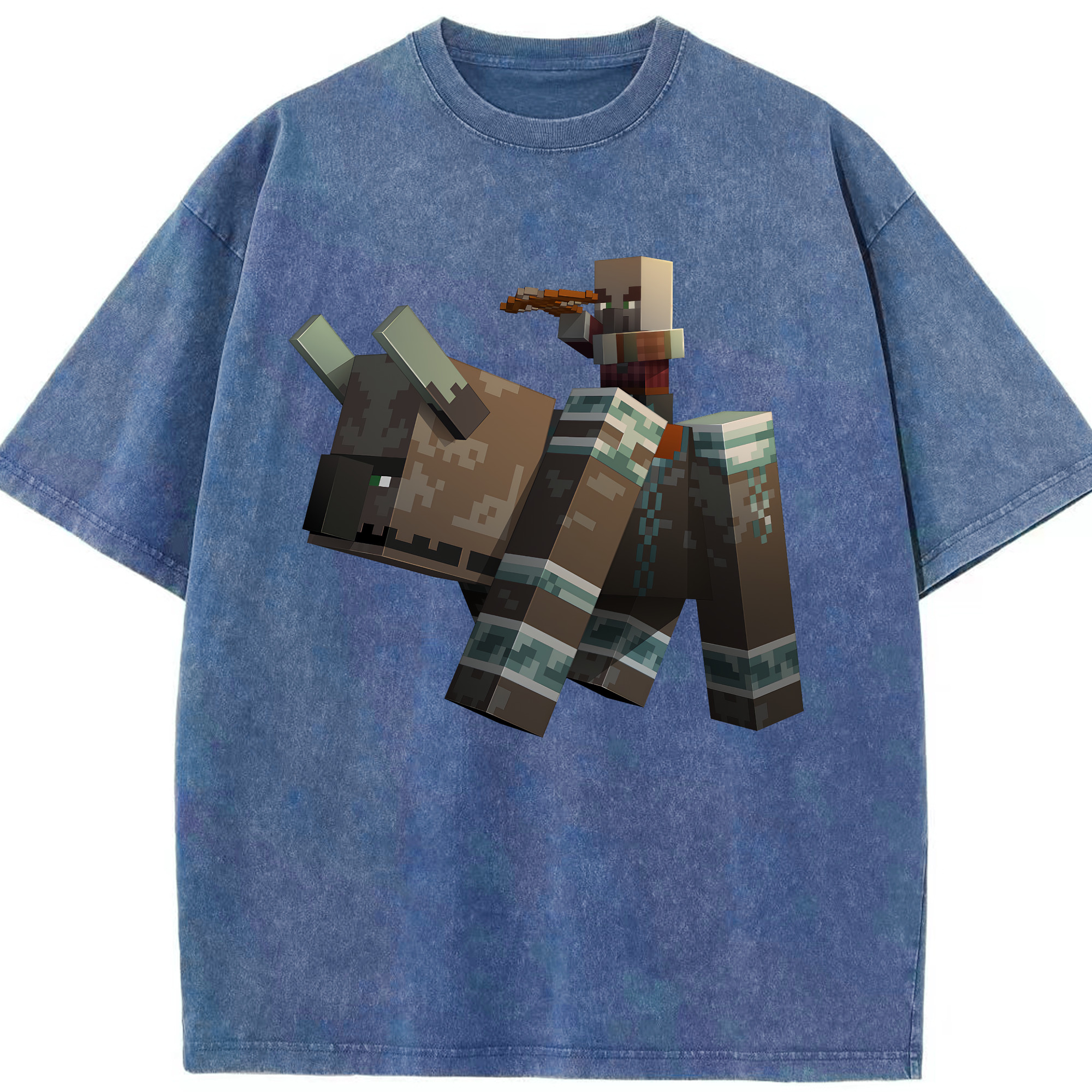 （画像用） マインクラフト ブロックの世界 Minecraft MC Block world 綿100% ヴィンテージ風 半袖Tシャツ（フロントプリント）