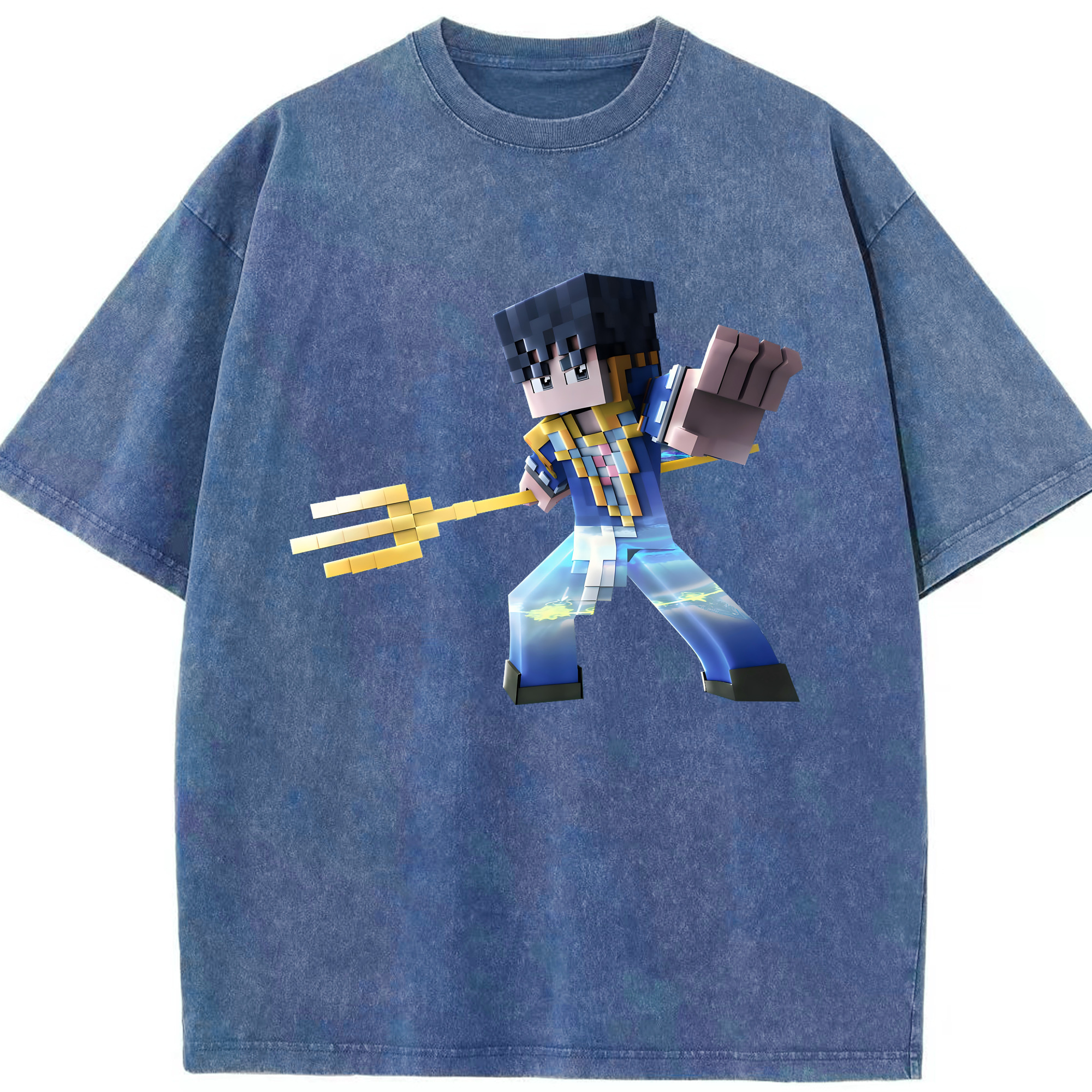 （画像用） マインクラフト ブロックの世界 Minecraft MC Block world 綿100% ヴィンテージ風 半袖Tシャツ（フロントプリント）