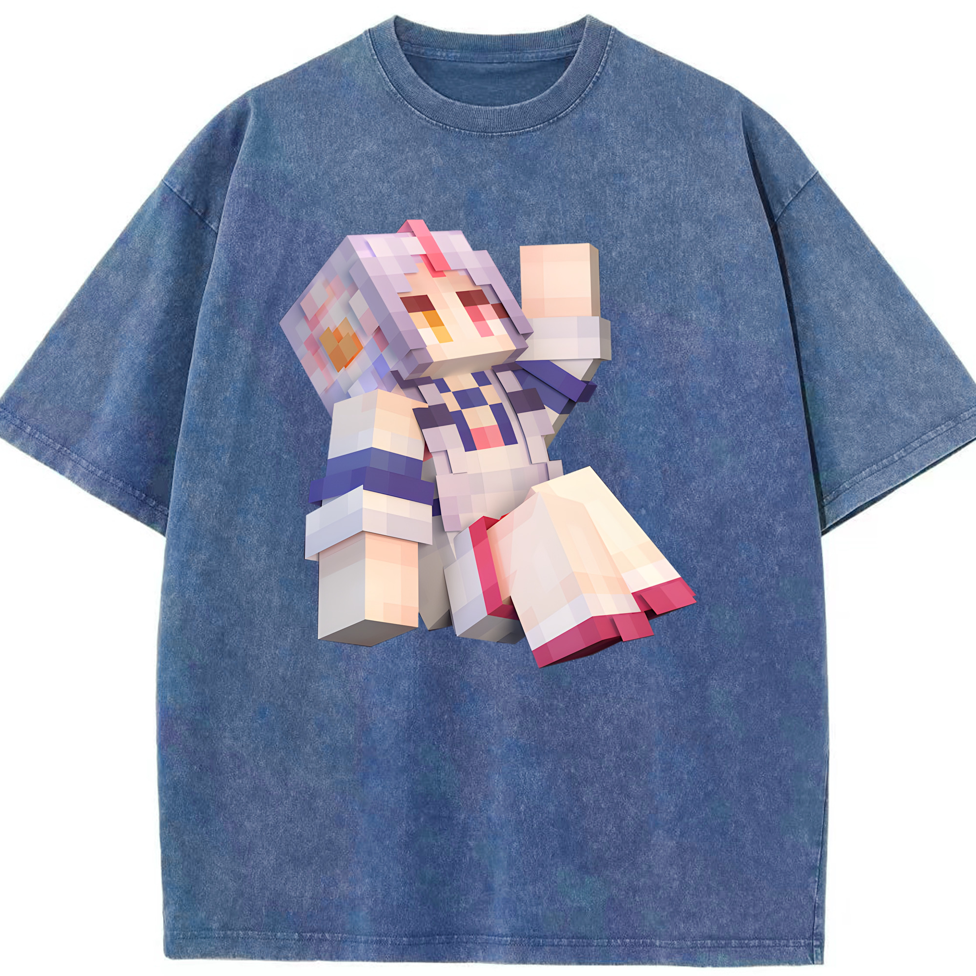 （画像用） マインクラフト ブロックの世界 Minecraft MC Block world 綿100% ヴィンテージ風 半袖Tシャツ（フロントプリント）